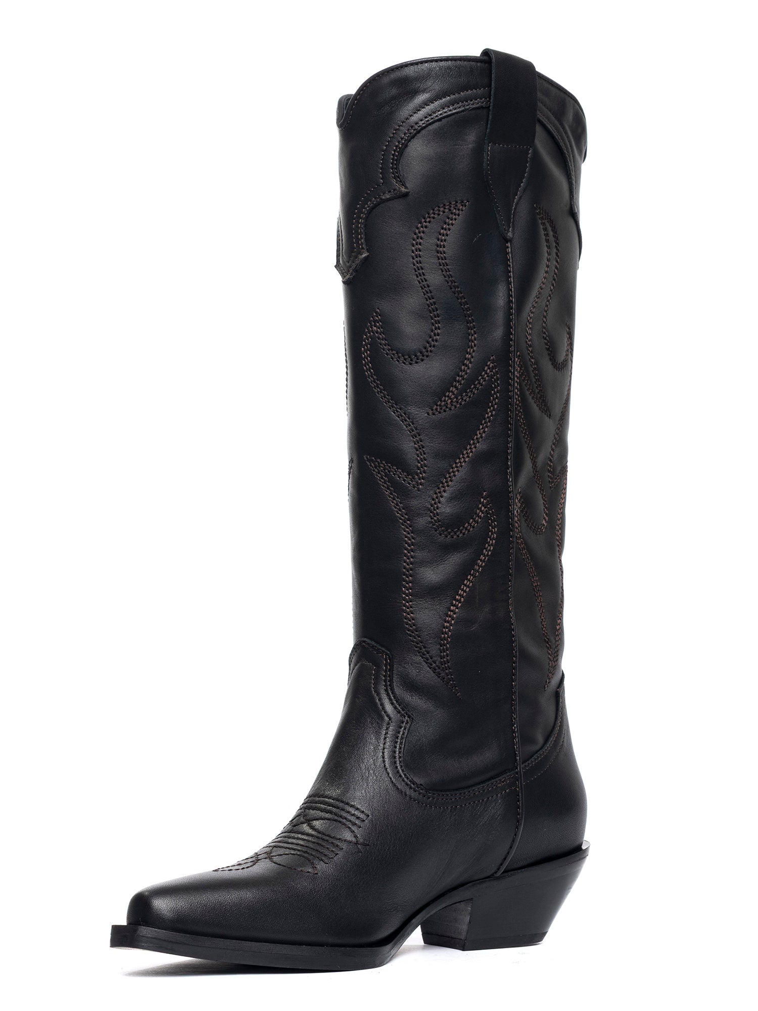 Stivali texani in vitello nero 2318