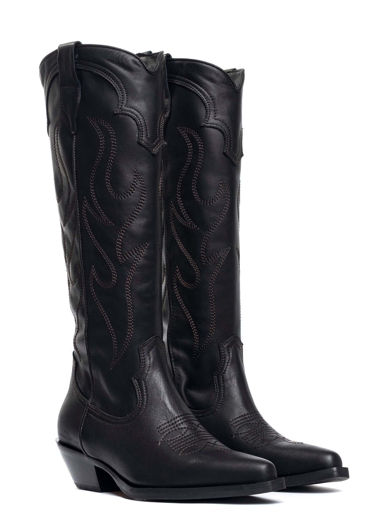 Stivali texani in vitello nero 2318