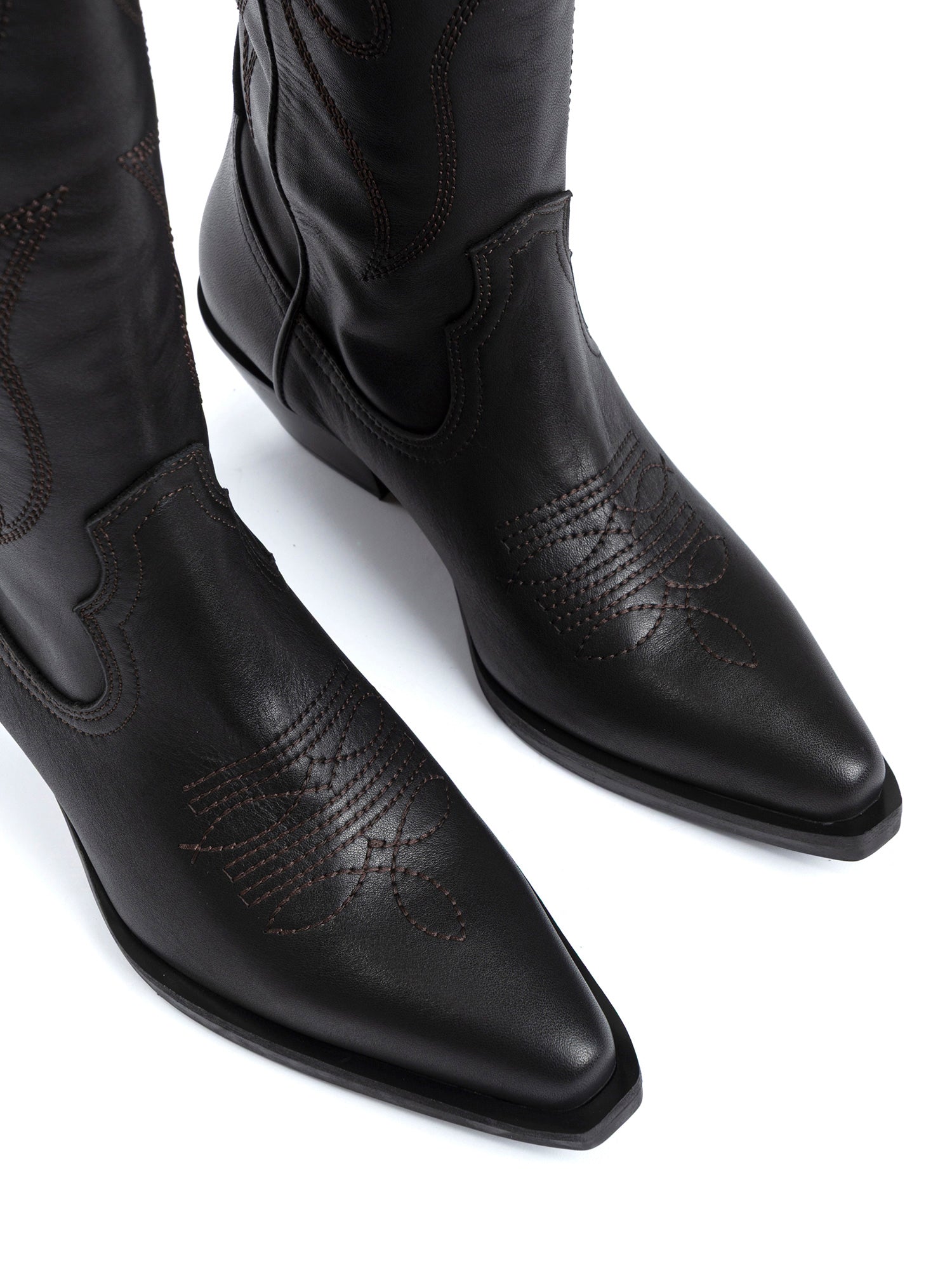 Stivali texani in vitello nero 2103