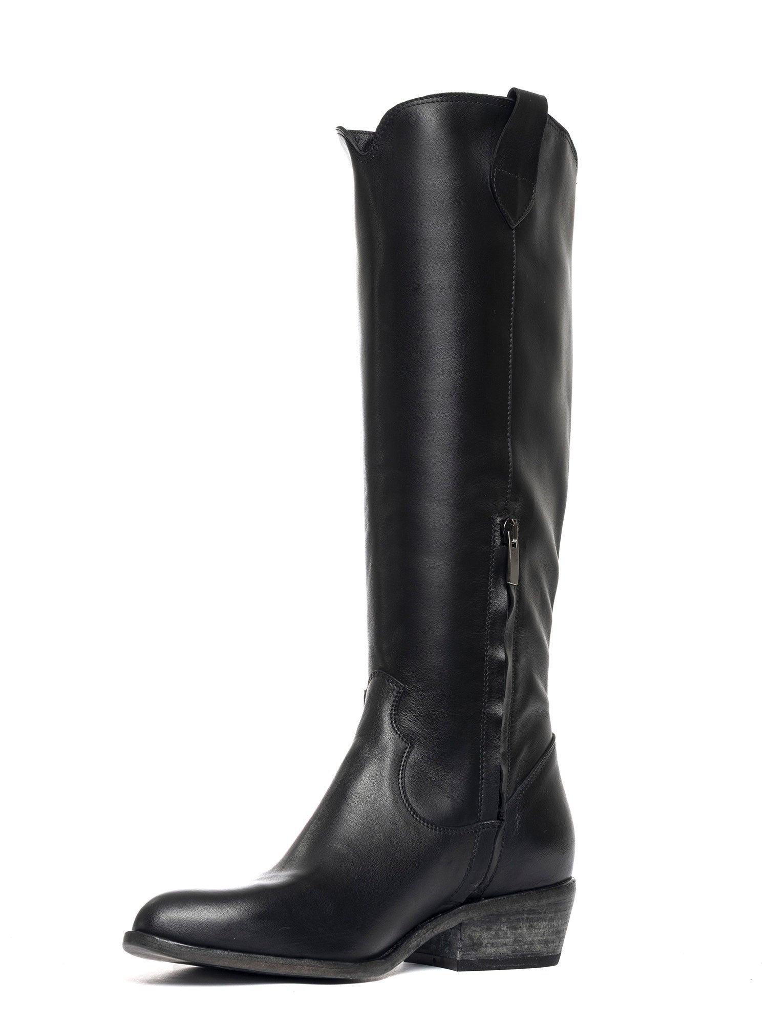 Stivali texani in vitello nero 2713