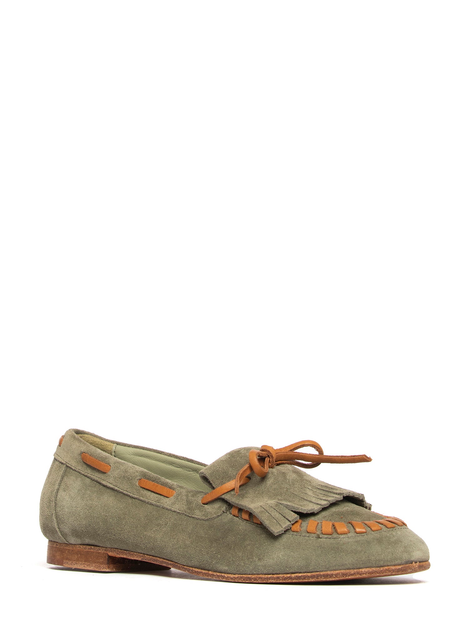 Mocassini in camoscio verde salvia 2733