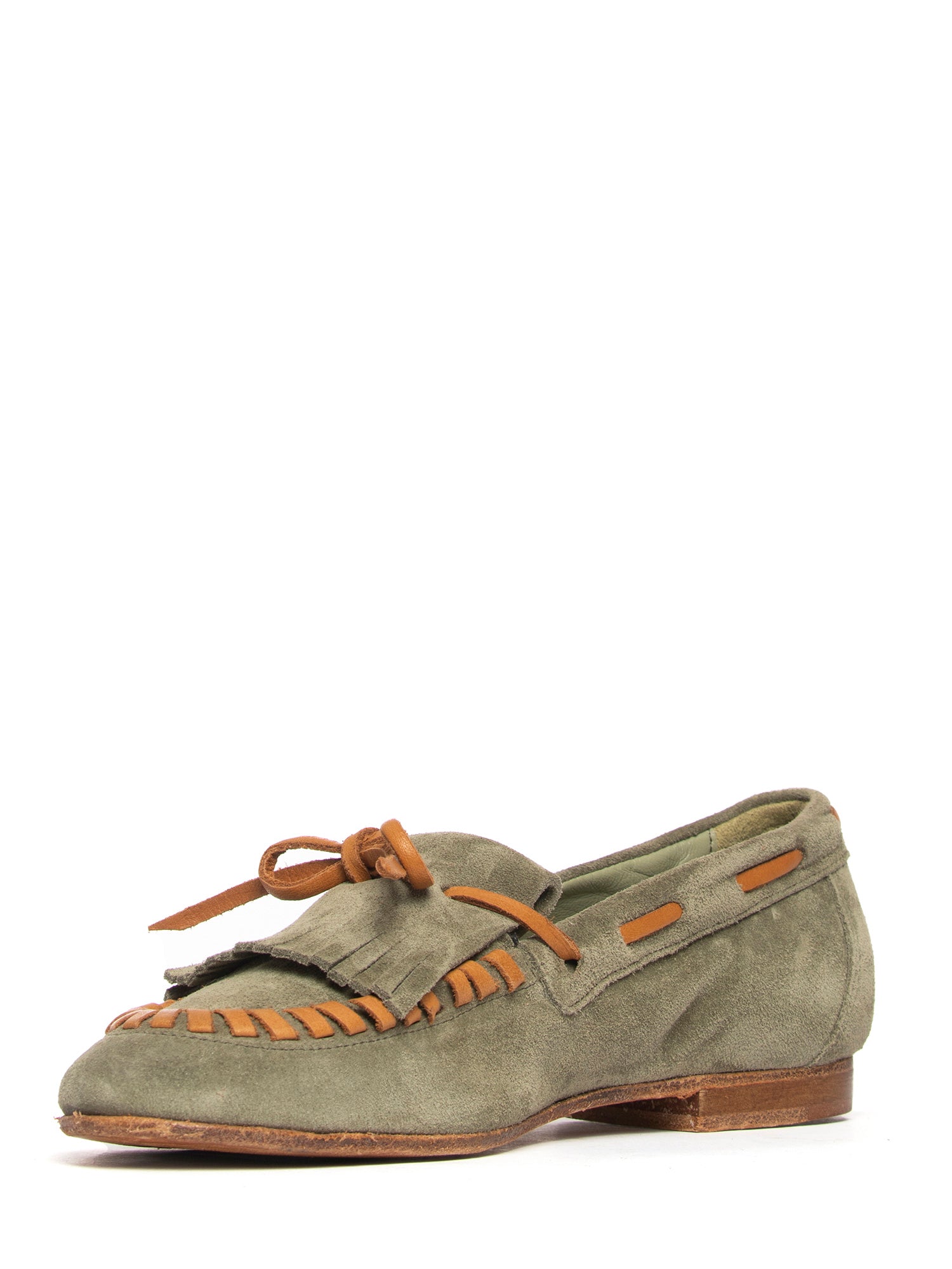 Mocassini in camoscio verde salvia 2733