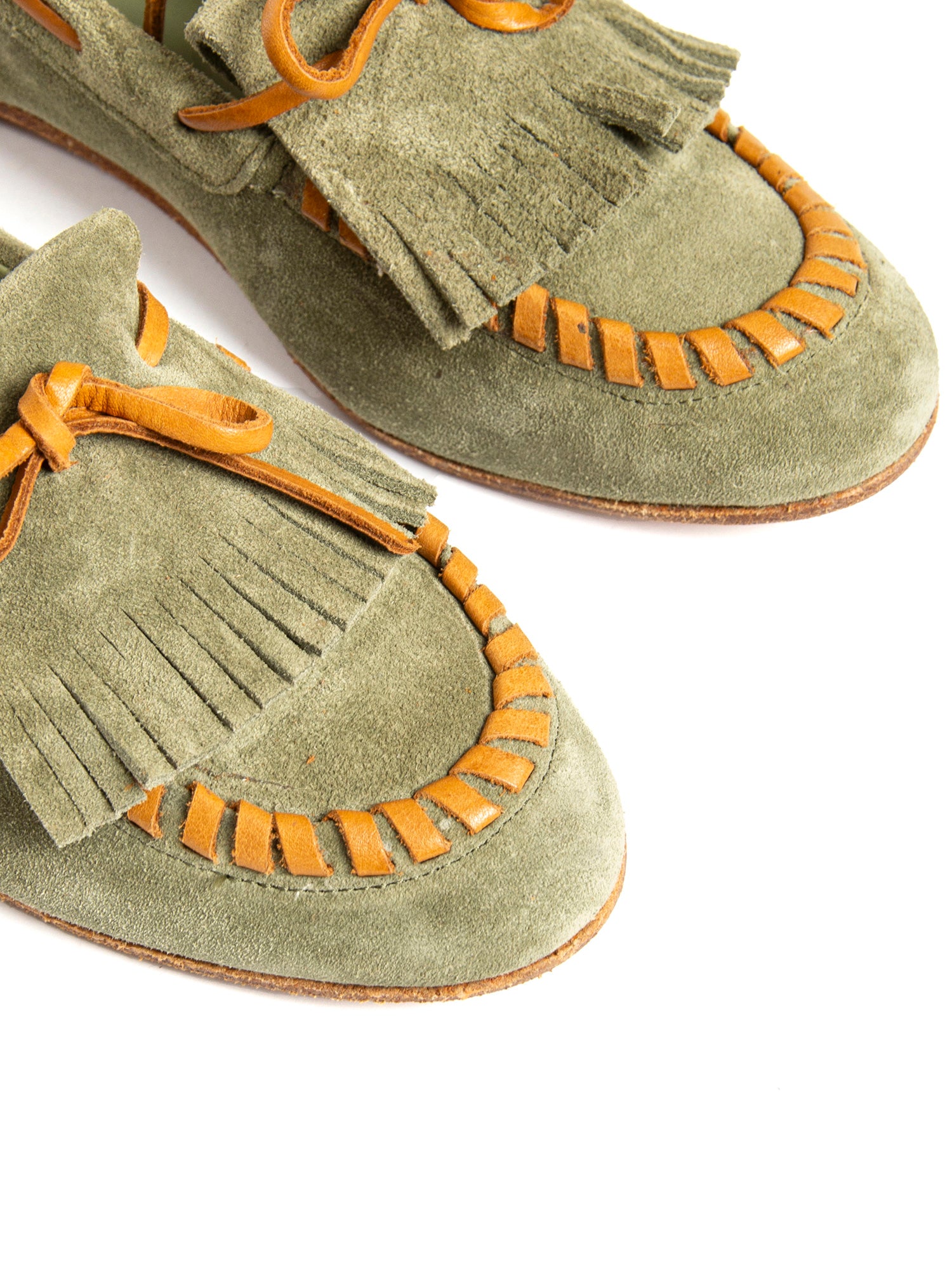 Mocassini in camoscio verde salvia 2733