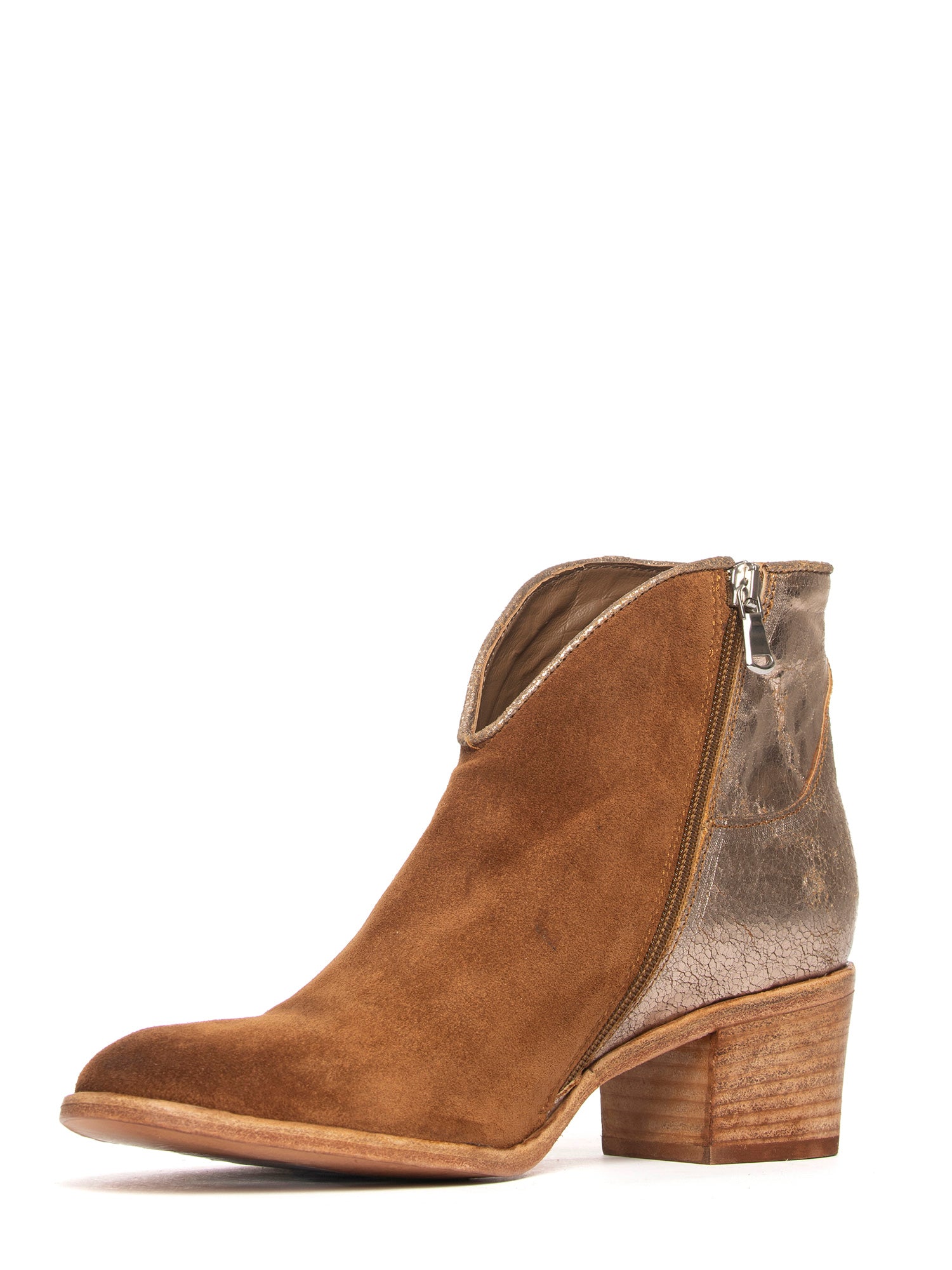 Tronchetti in camoscio whiskey e gold rose 2762
