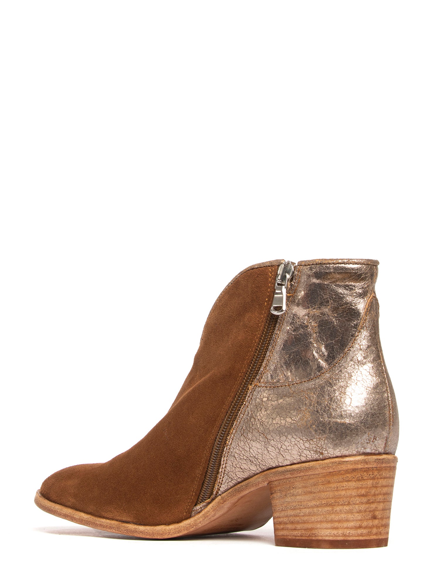 Tronchetti in camoscio whiskey e gold rose 2762