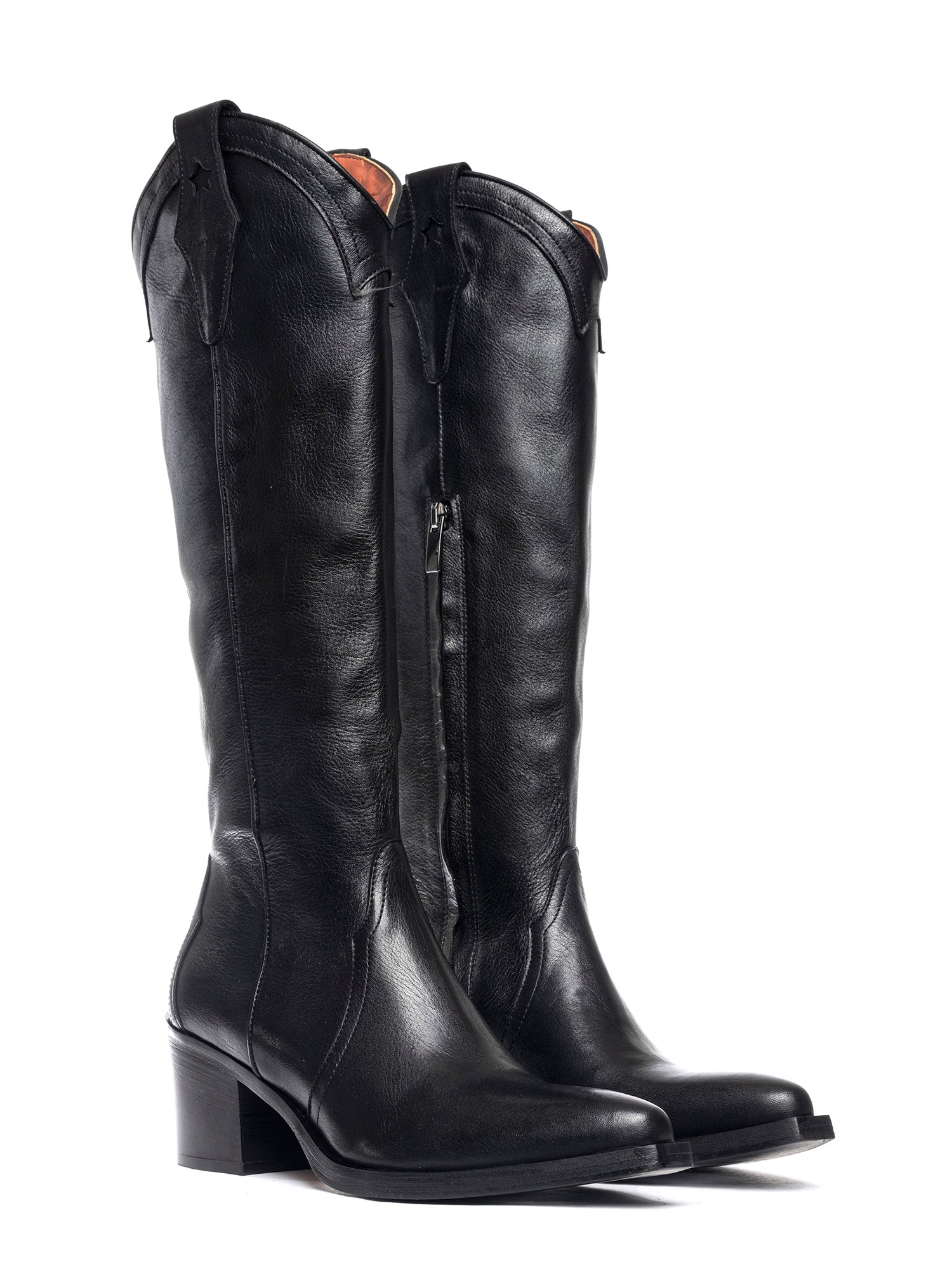 Stivali texani in vitello nero 2801