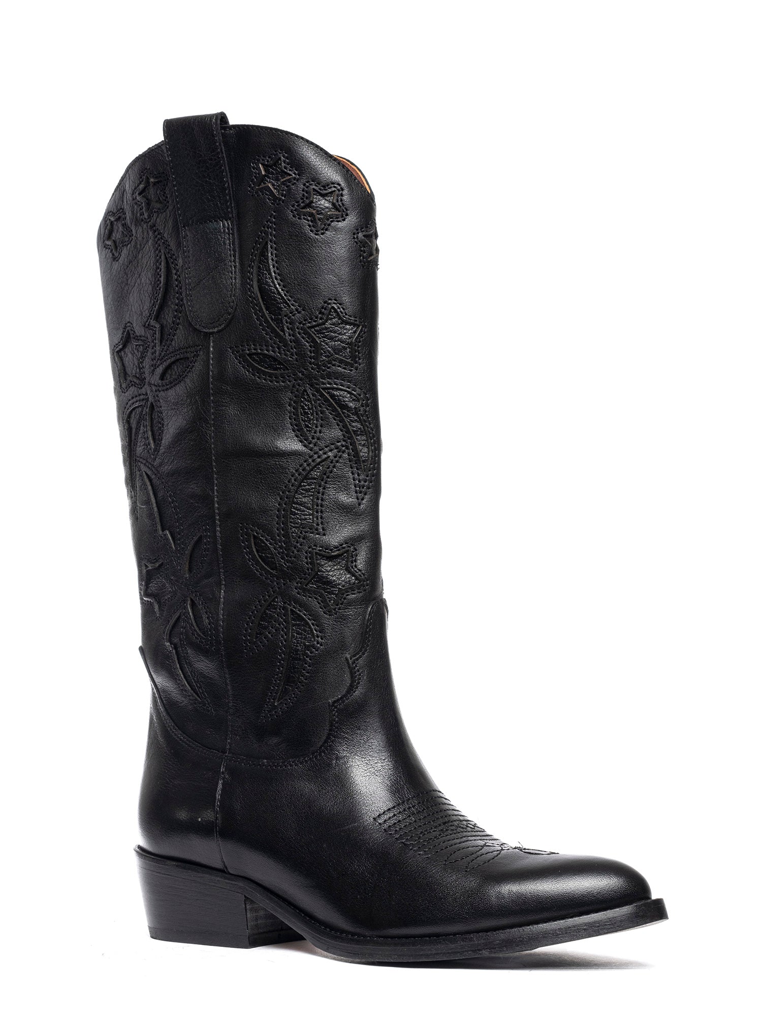 Stivali texani in vitello nero 2834