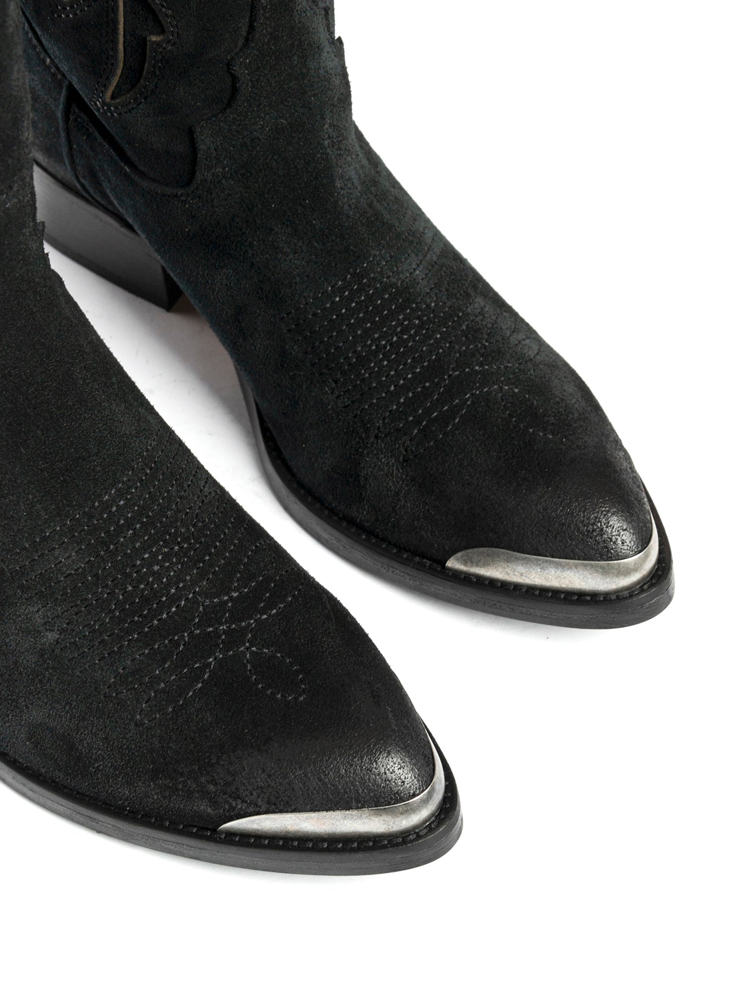 Stivali texani in camoscio nero 2834