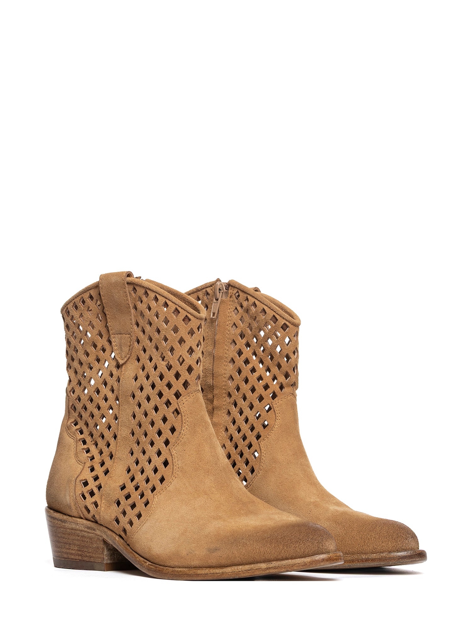 Tronchetti texani in camoscio cuoio 2919