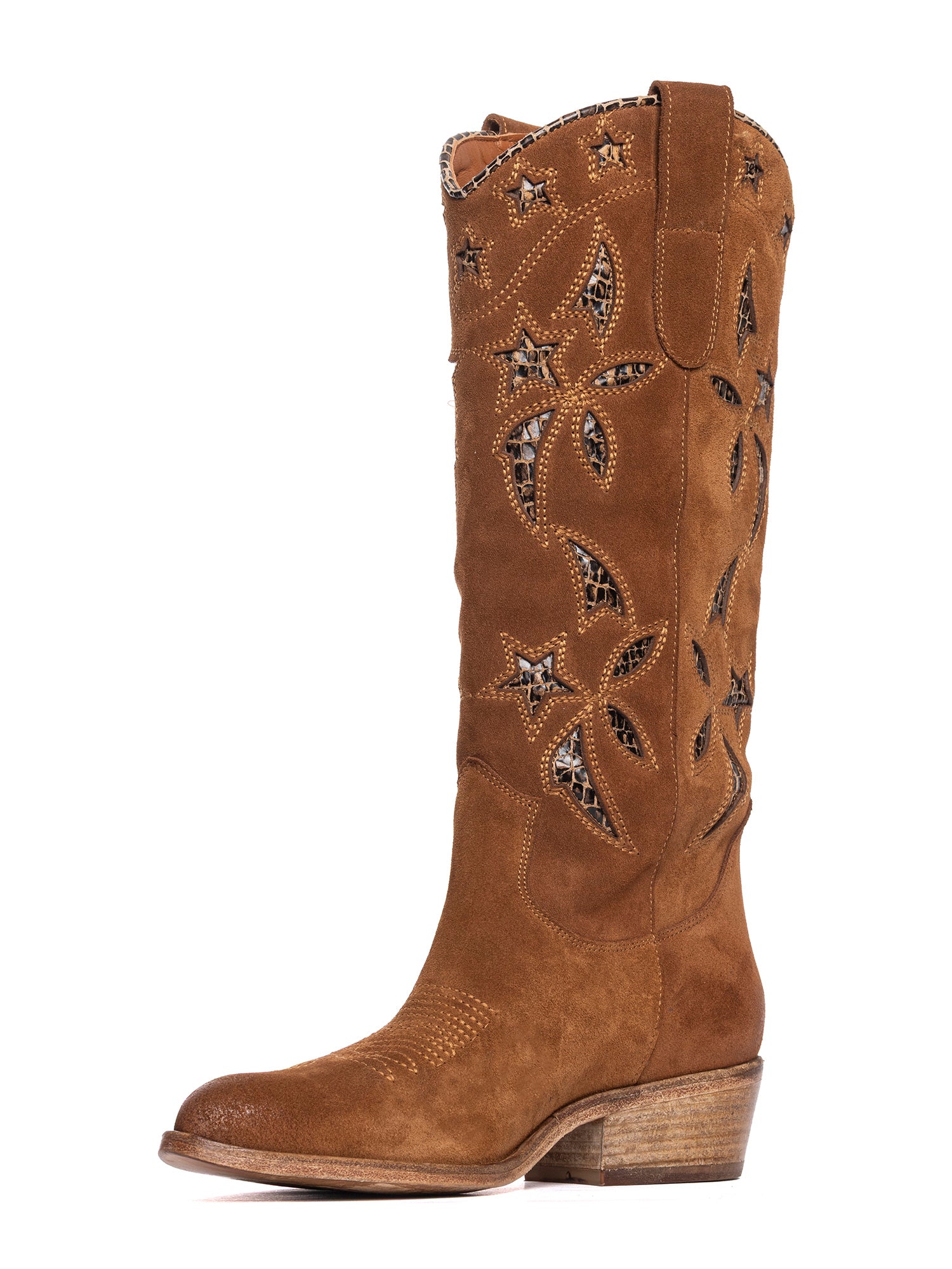 Whiskey Snake Suede Texan Boots 2924