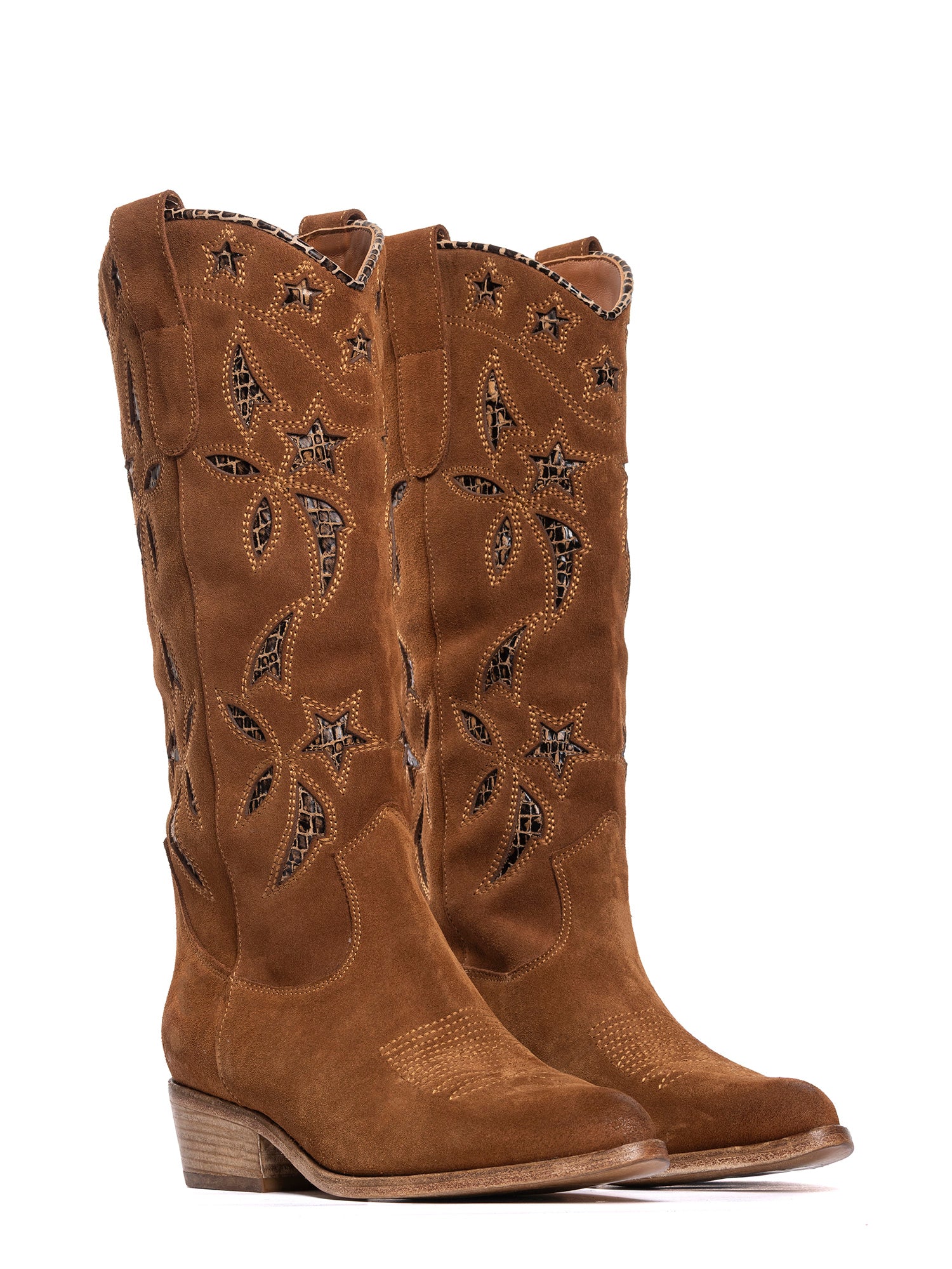 Whiskey Snake Suede Texan Boots 2924