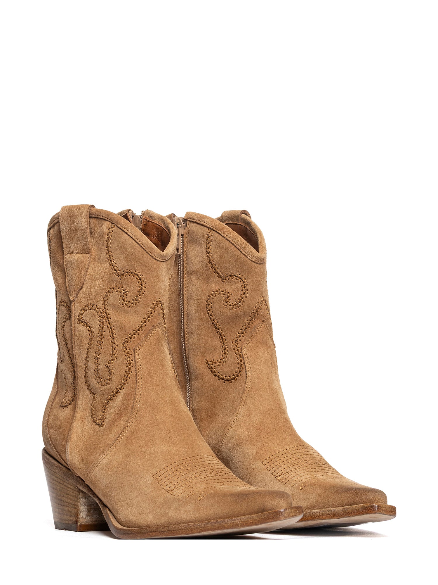 Tronchetti texani in camoscio cuoio 2934