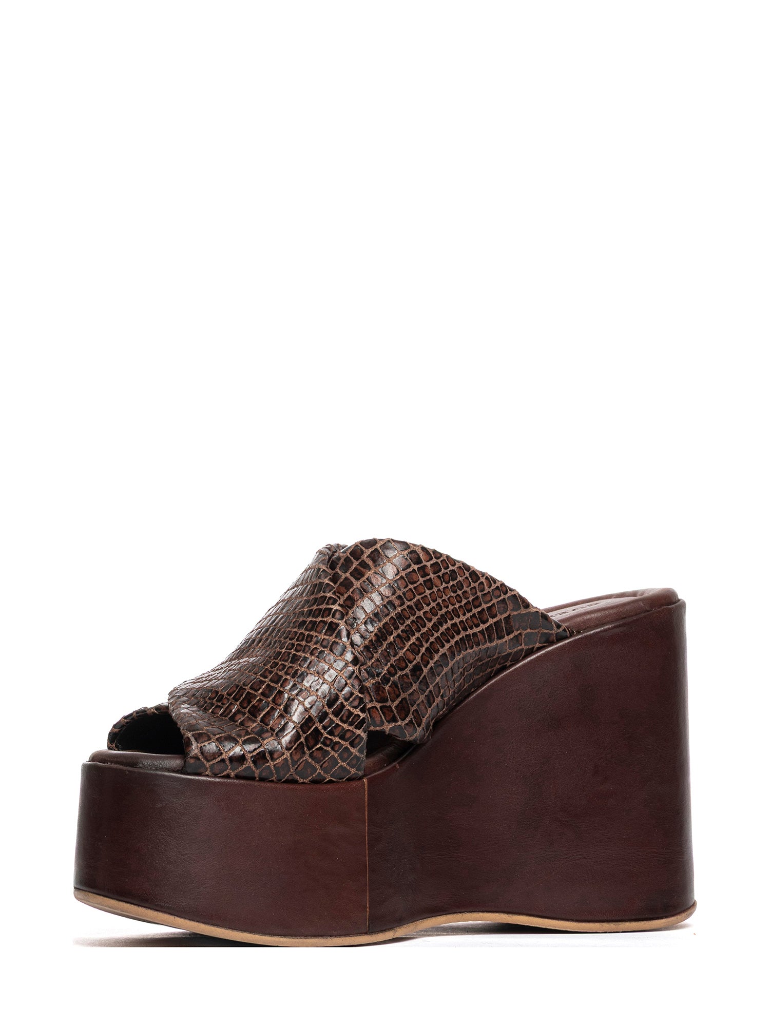 Chestnut snakeskin calfskin wedges 2950