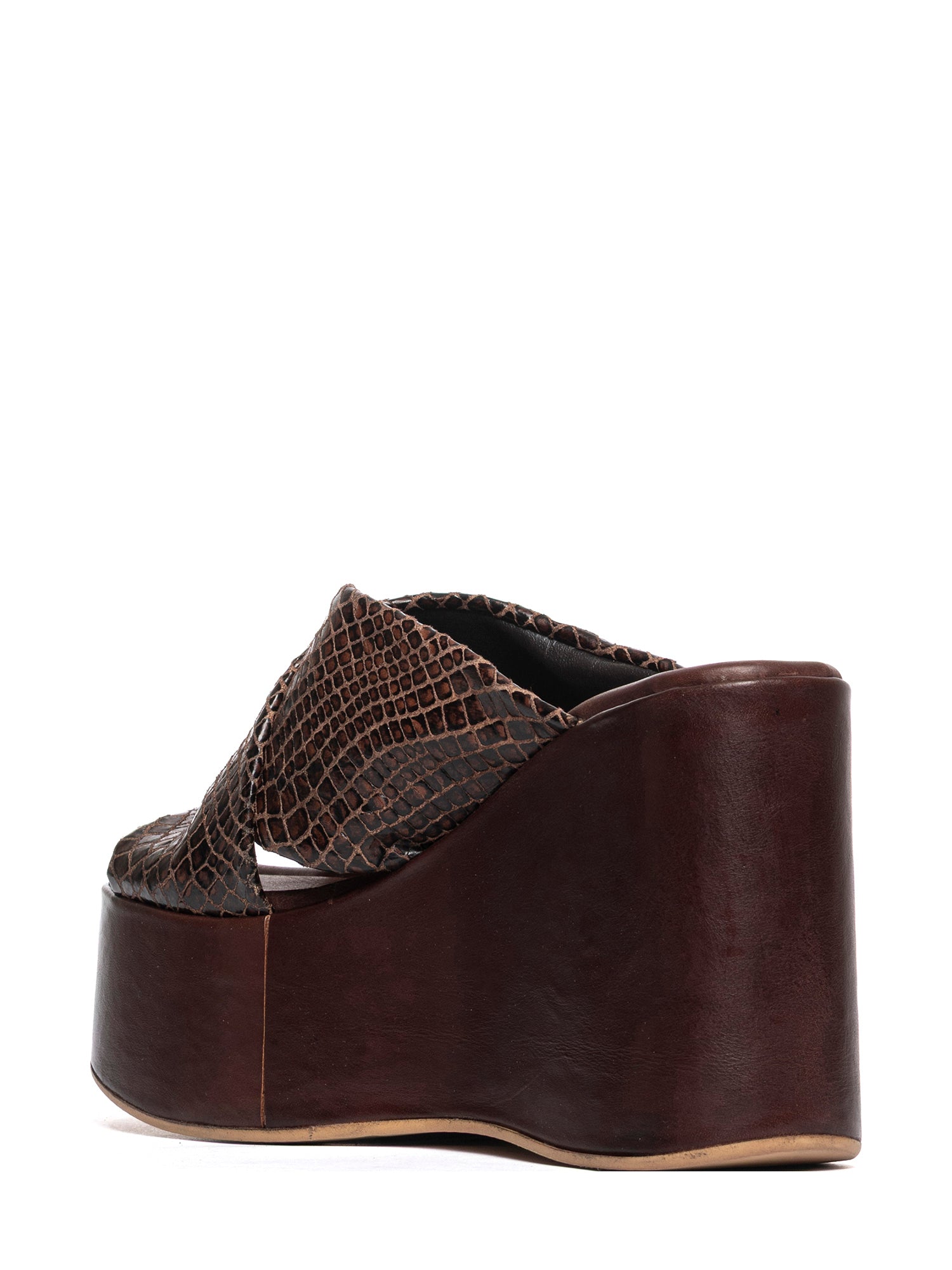 Chestnut snakeskin calfskin wedges 2950