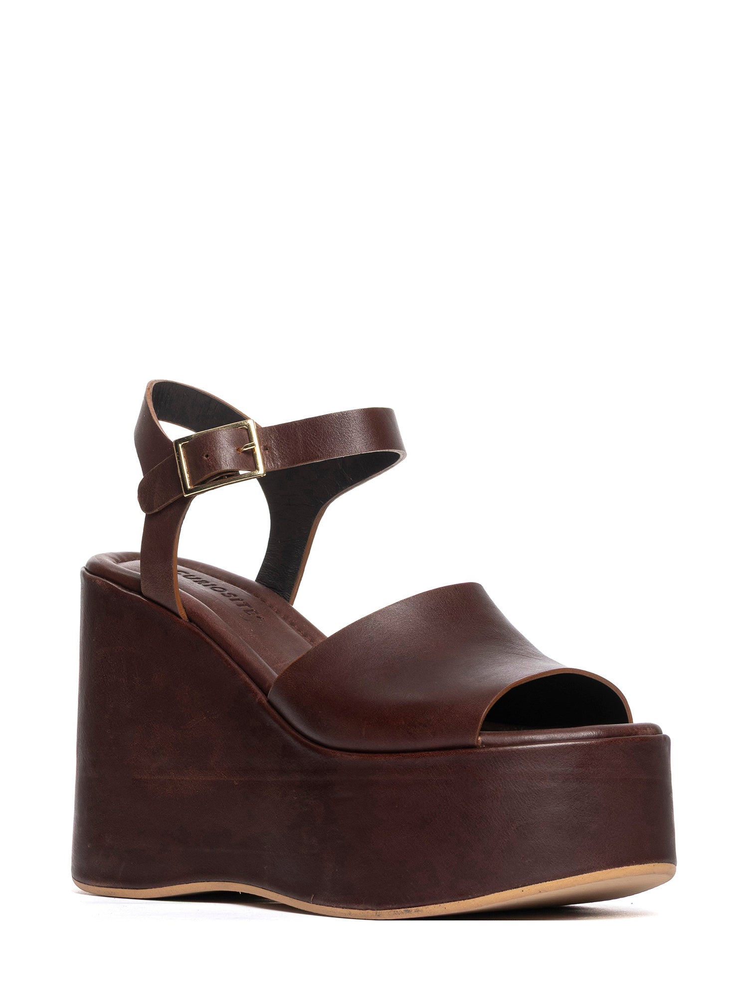 Chestnut calfskin wedges 2951