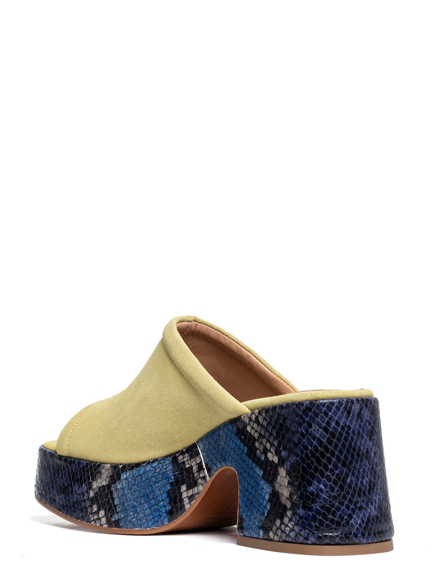 Zeppe in camoscio giallo e vitello pitonato 2471