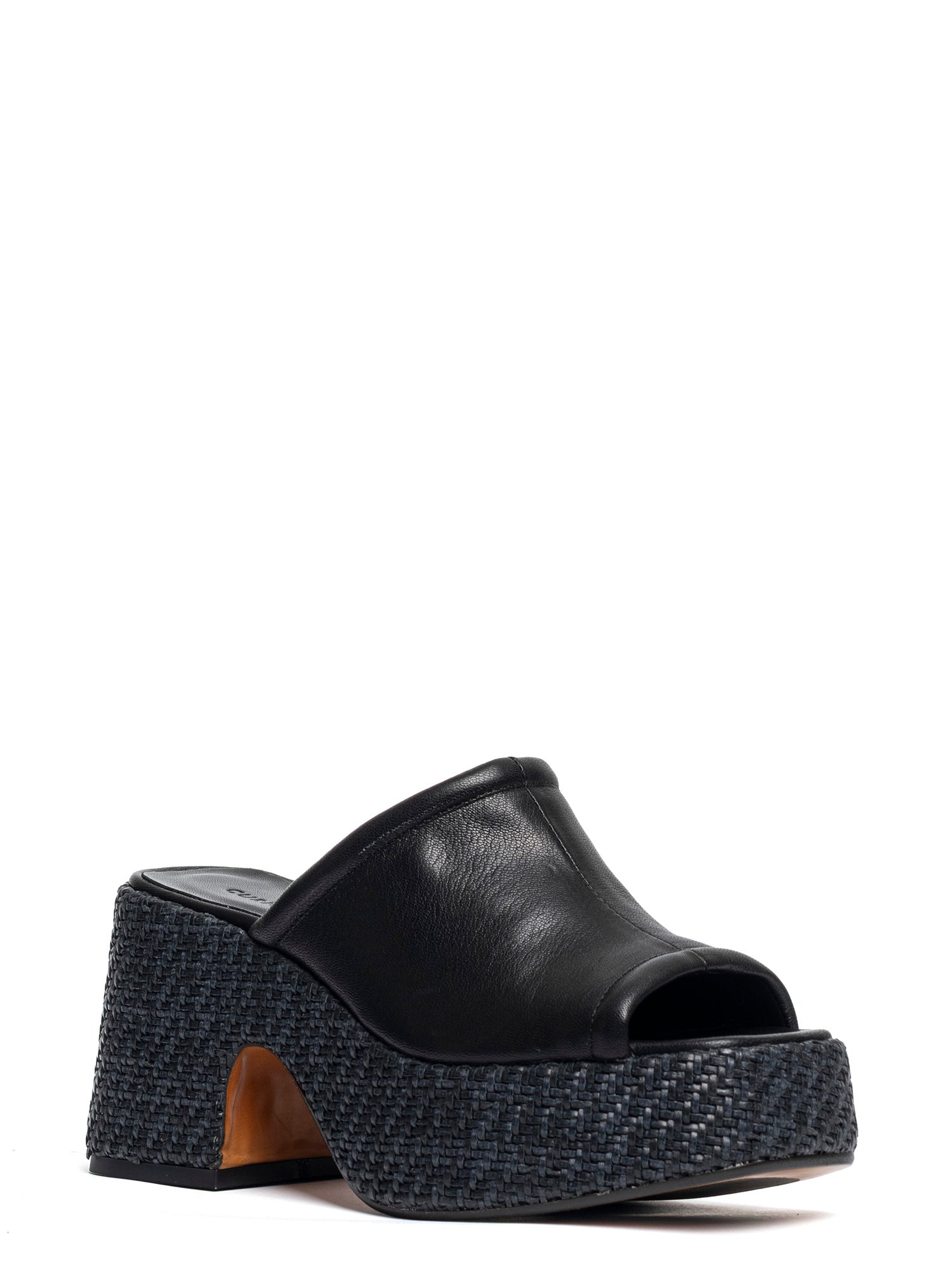 Zeppe in rafia e vitello nero 2471