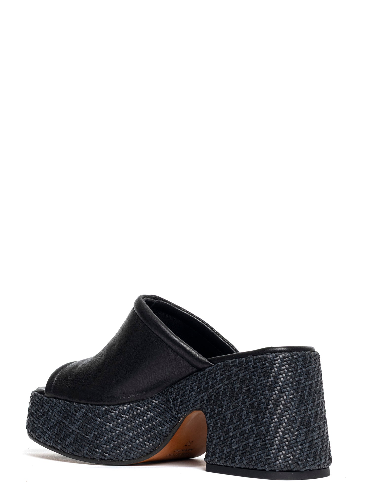 Zeppe in rafia e vitello nero 2471