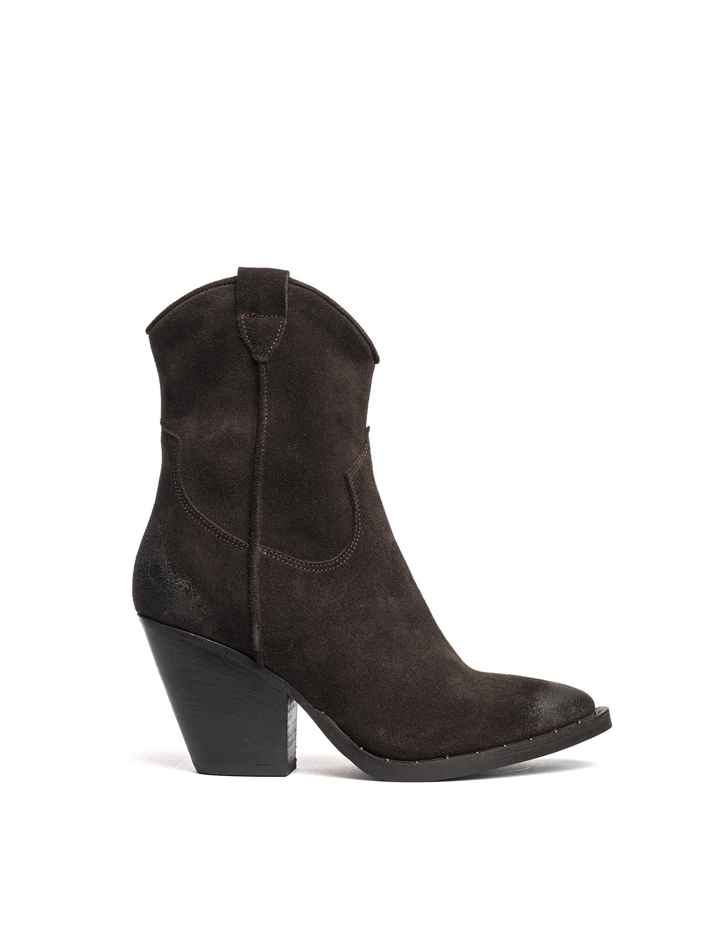 Tronchetti texani in camoscio testa di moro con borchie TX1