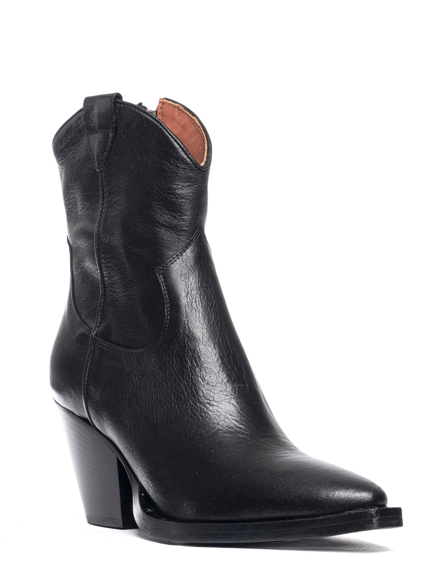 Tronchetti texani in vitello nero con borchie TX1