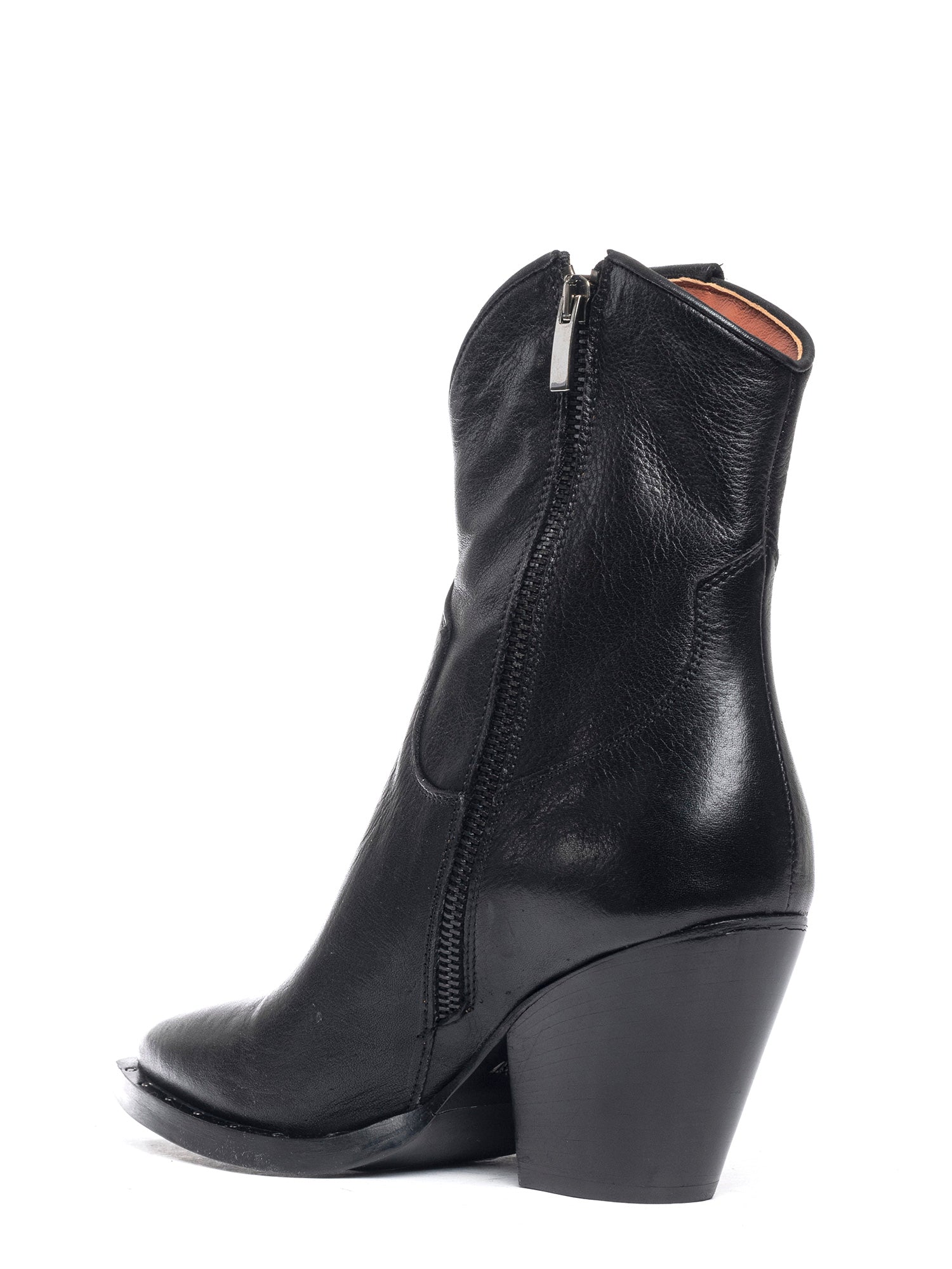 Tronchetti texani in vitello nero con borchie TX1