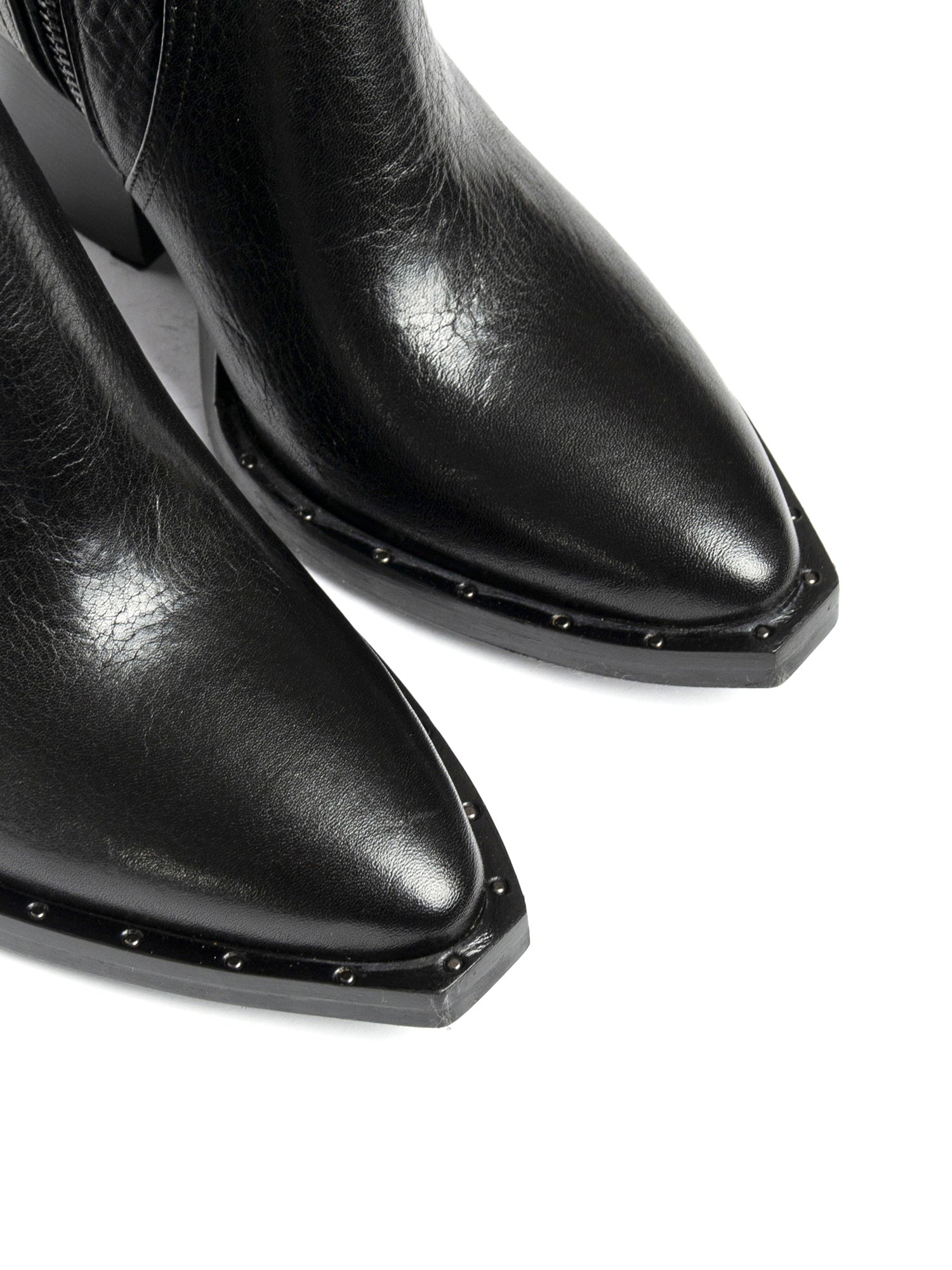 Stivali texani in vitello nero con borchie TX9