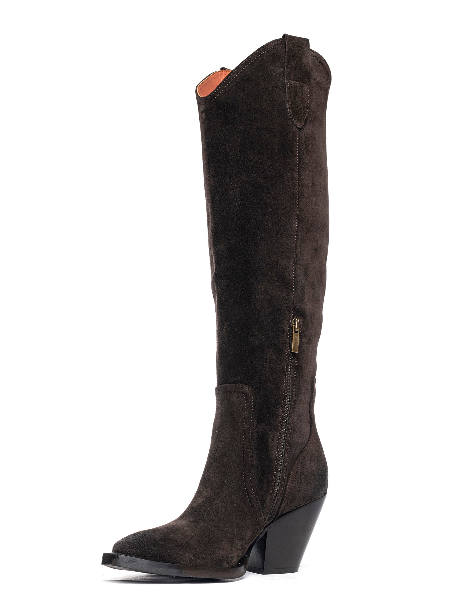 Stivali texani in camoscio testa di moro con borchie TX9