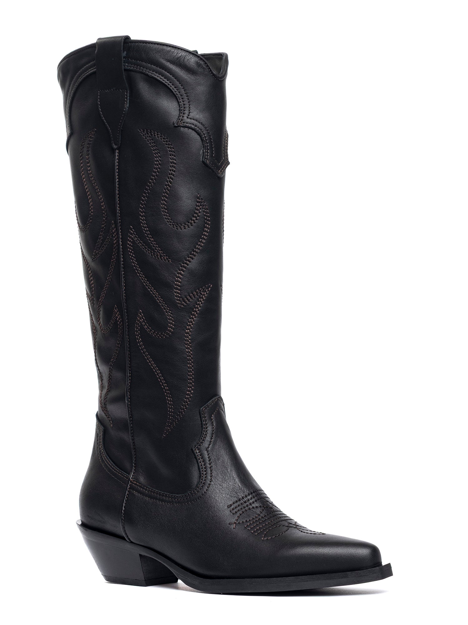 Stivali texani in vitello nero 2318