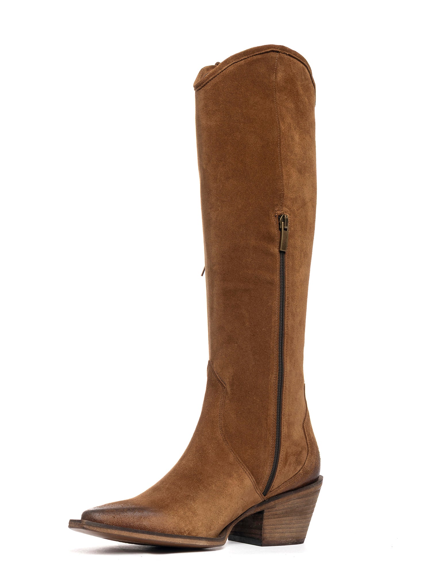 Stivali texani in camoscio whisky 2413