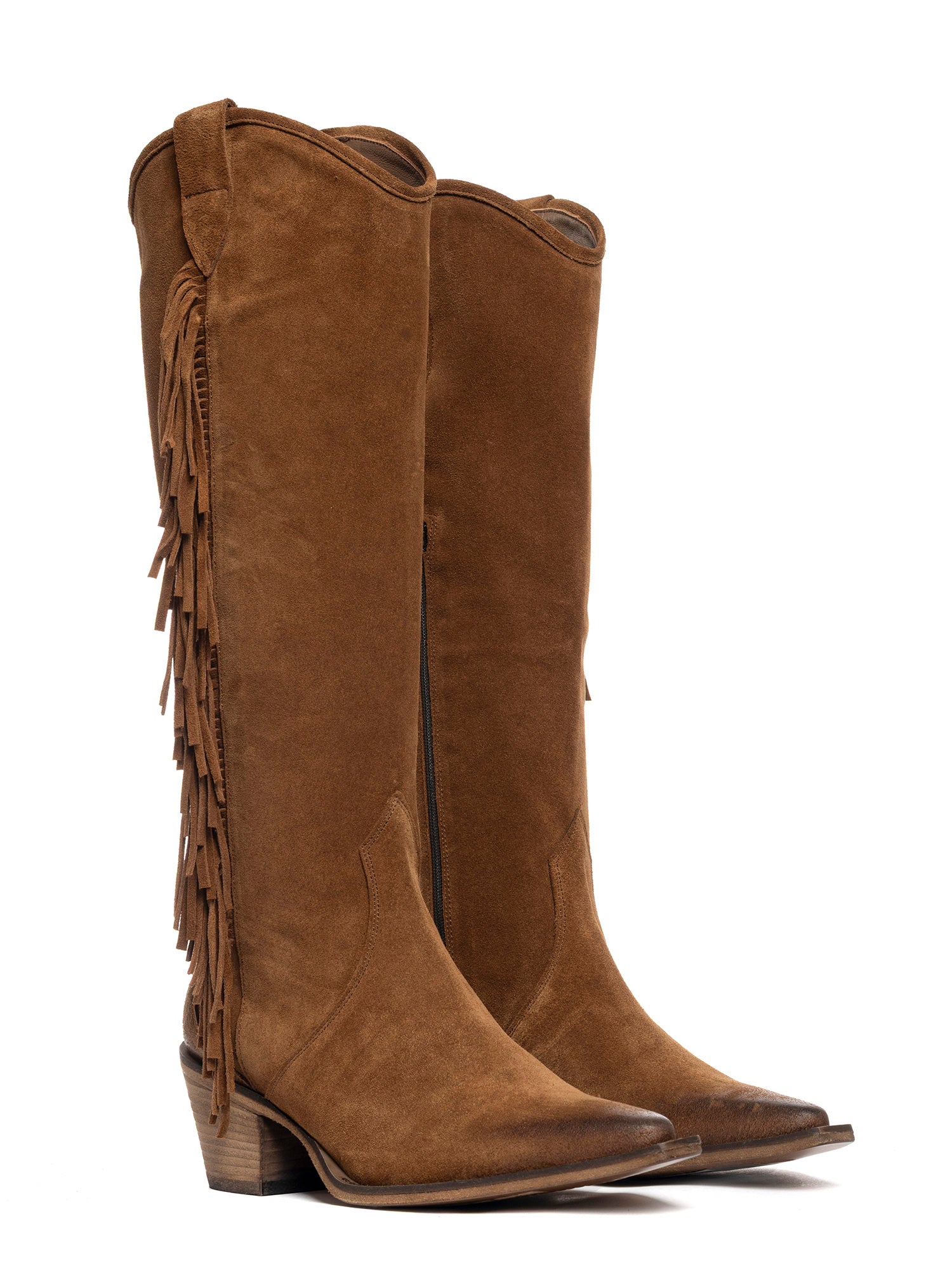Stivali texani in camoscio whisky 2413