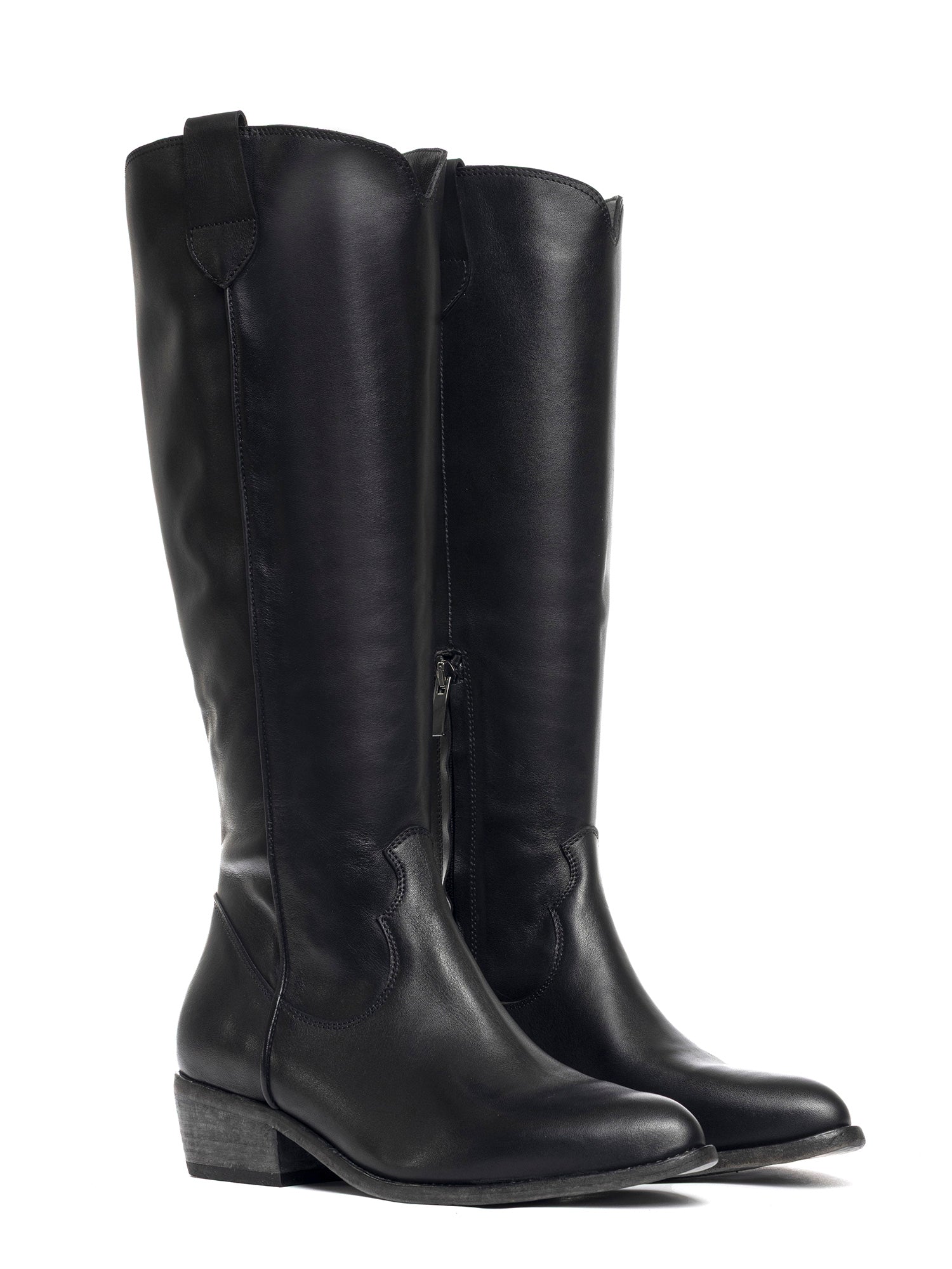 Stivali texani in vitello nero 2713