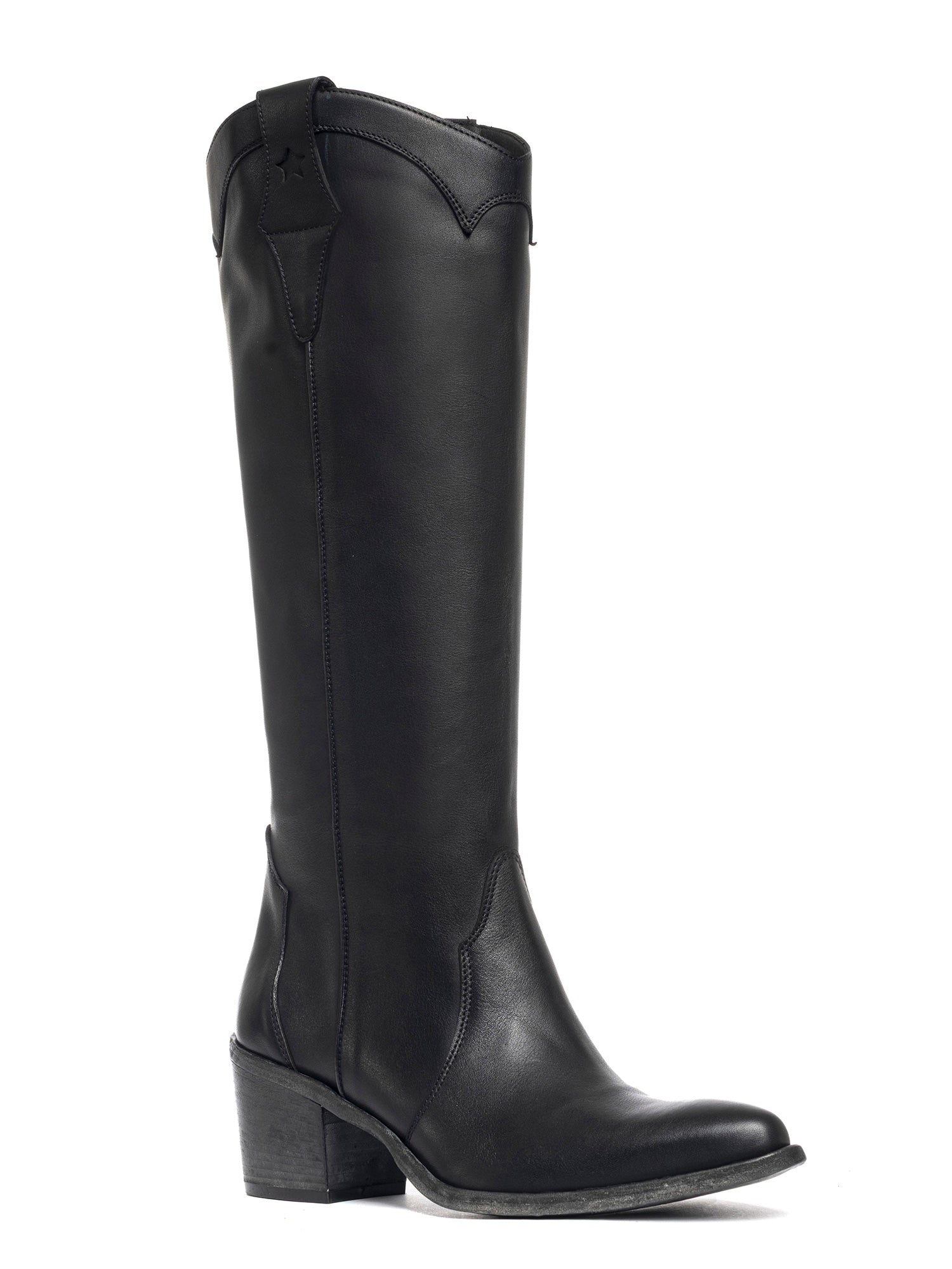 Stivali texani in vitello nero 2718