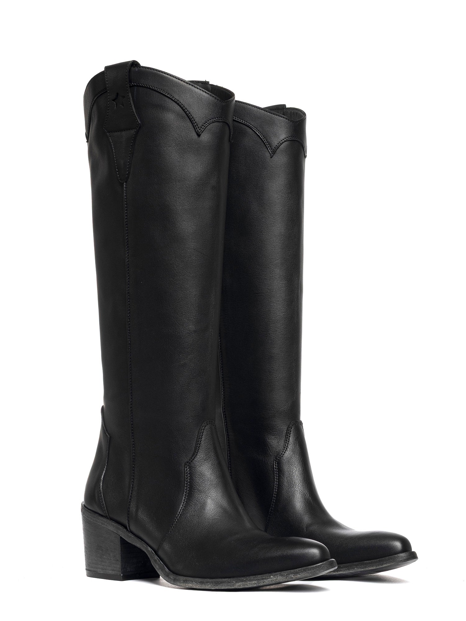 Stivali texani in vitello nero 2718