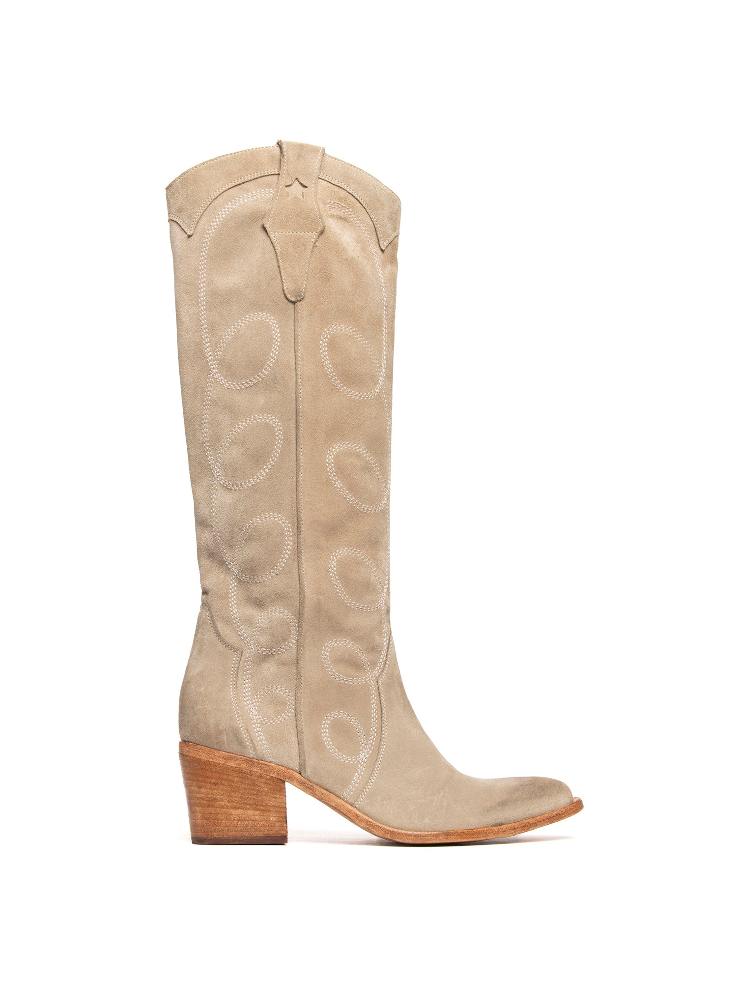 Stivali texani in camoscio beige 2719