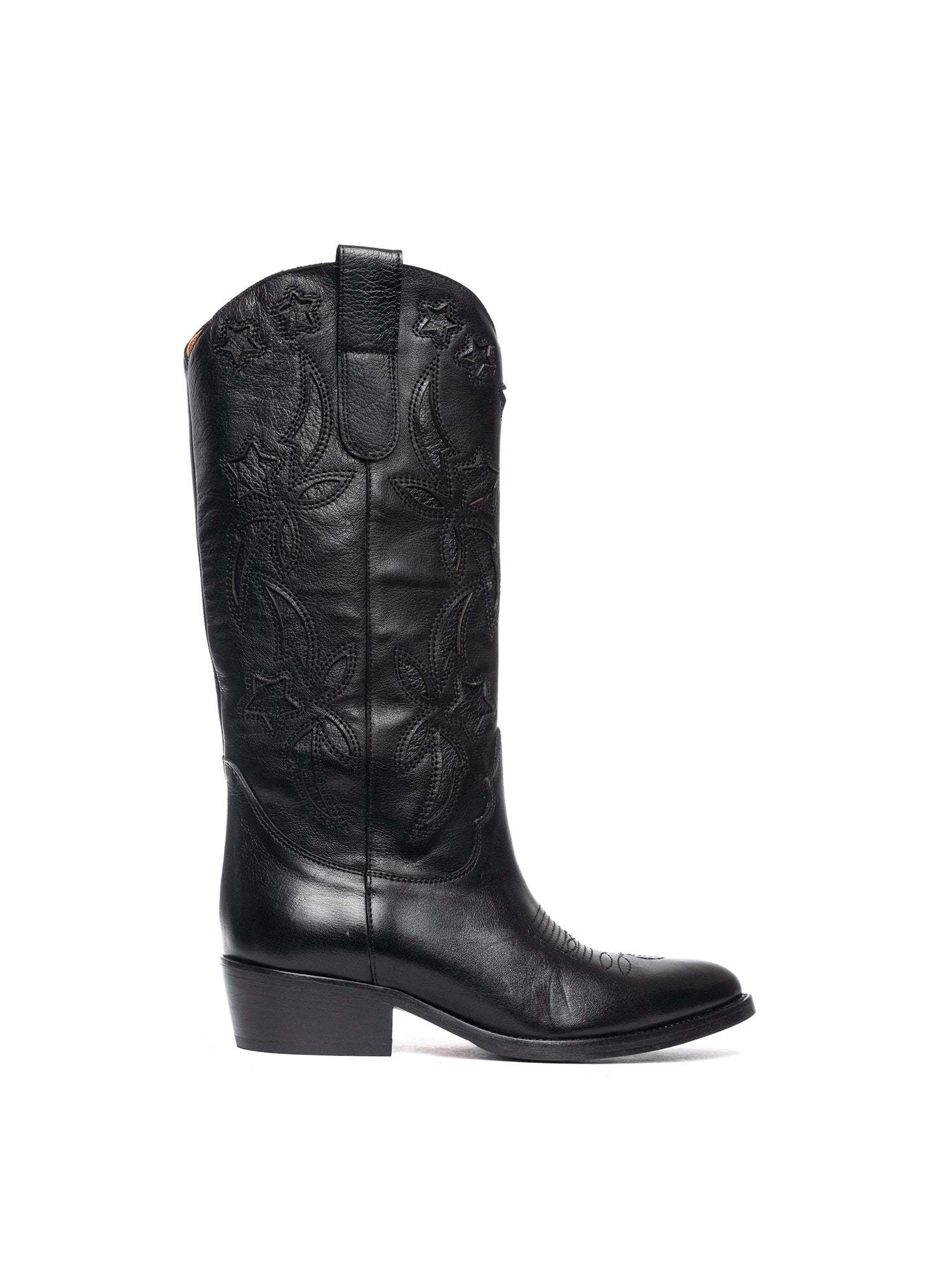 Stivali texani in vitello nero 2834