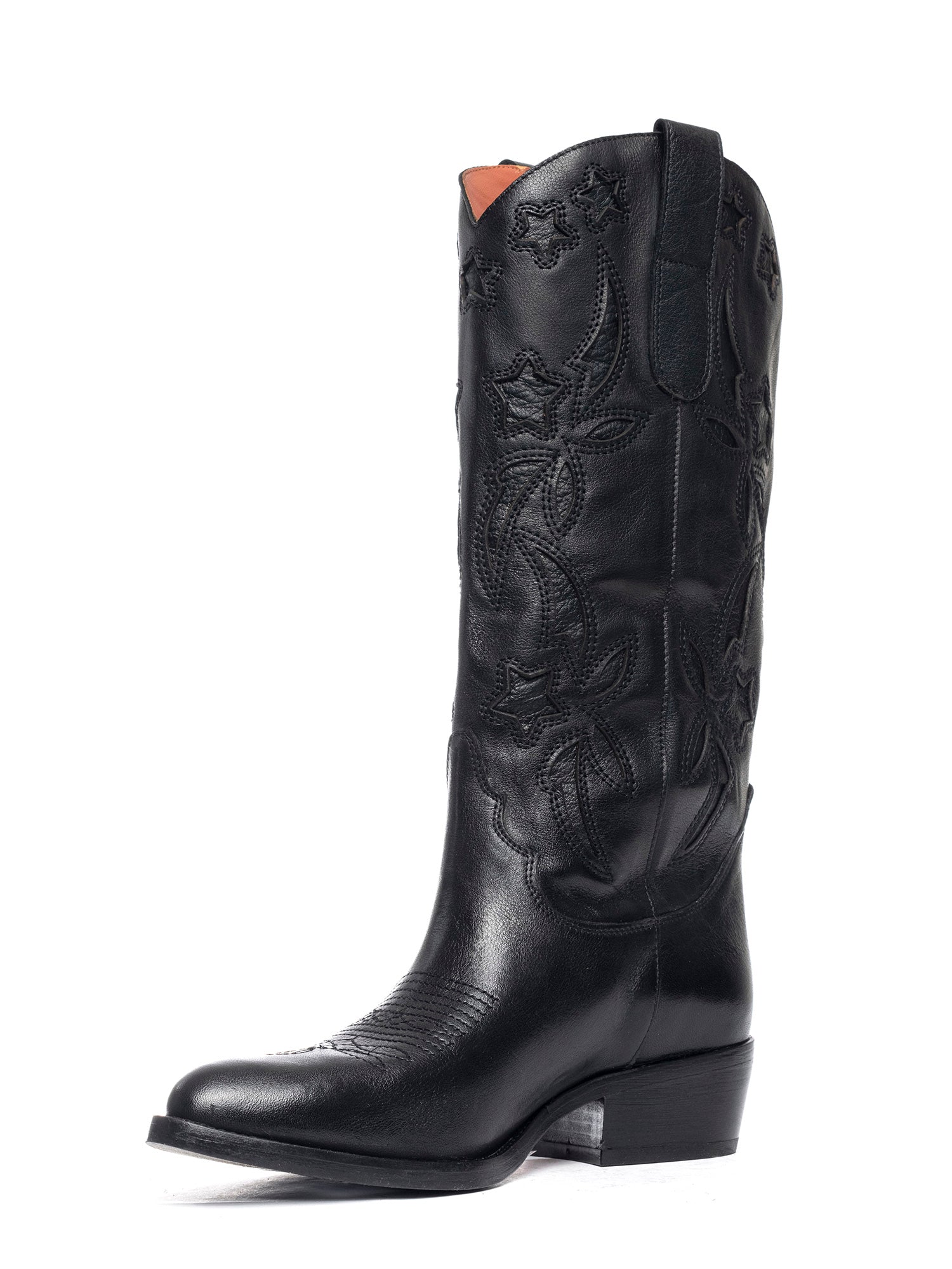 Stivali texani in vitello nero 2834