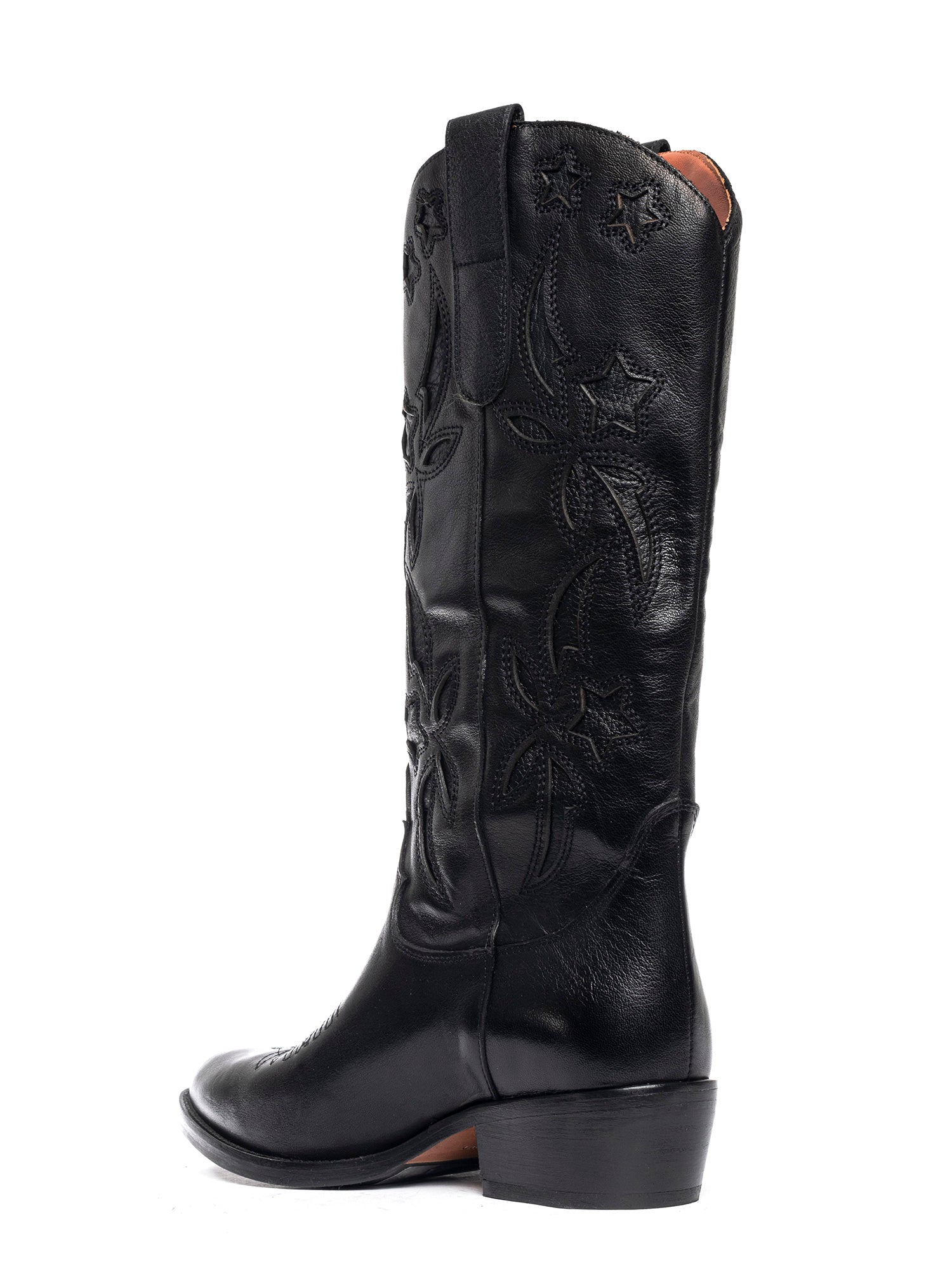 Stivali texani in vitello nero 2834