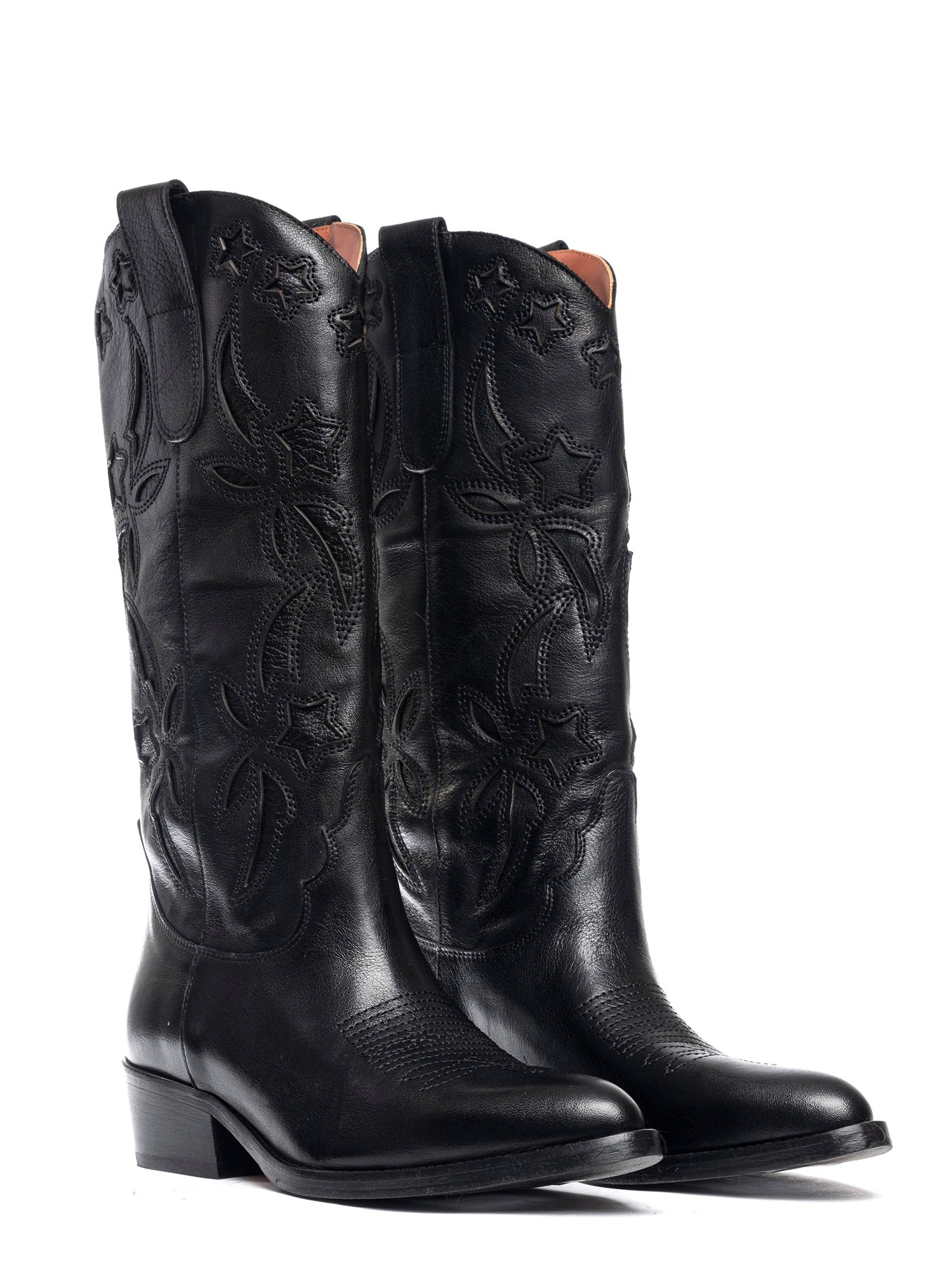 Stivali texani in vitello nero 2834