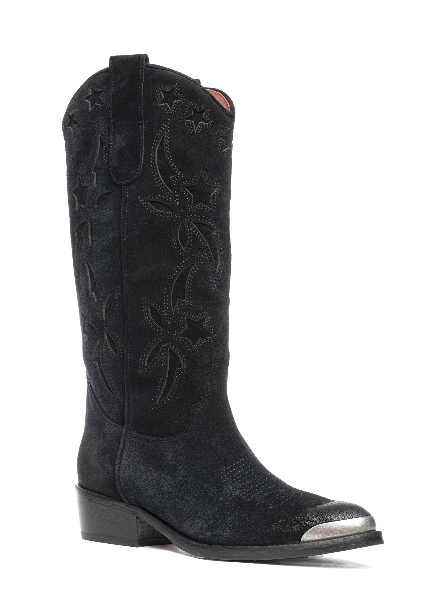 Stivali texani in camoscio nero 2834