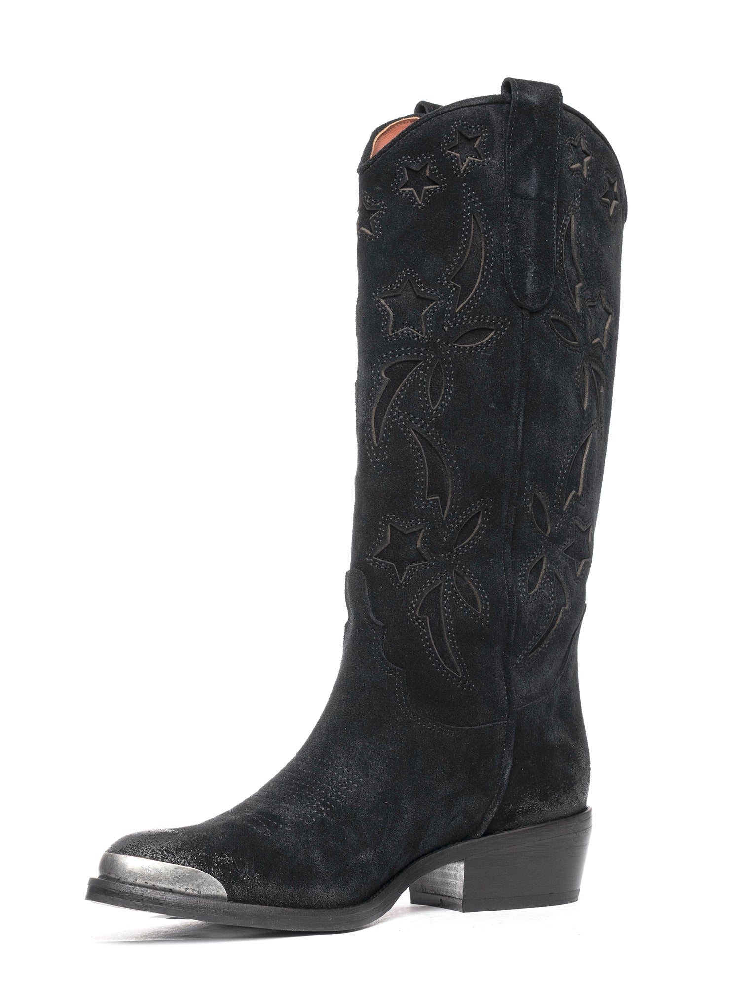 Stivali texani in camoscio nero 2834