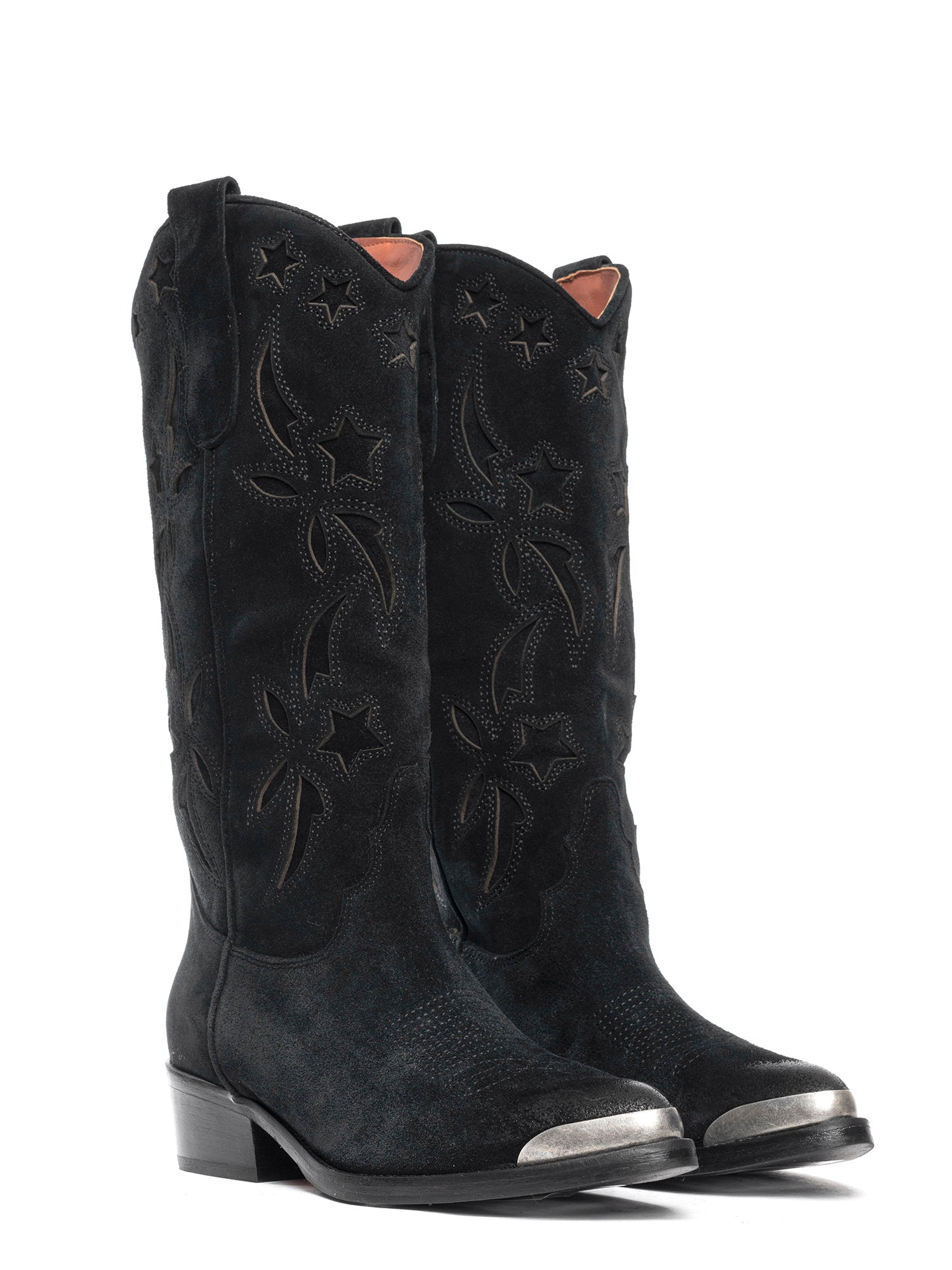 Stivali texani in camoscio nero 2834