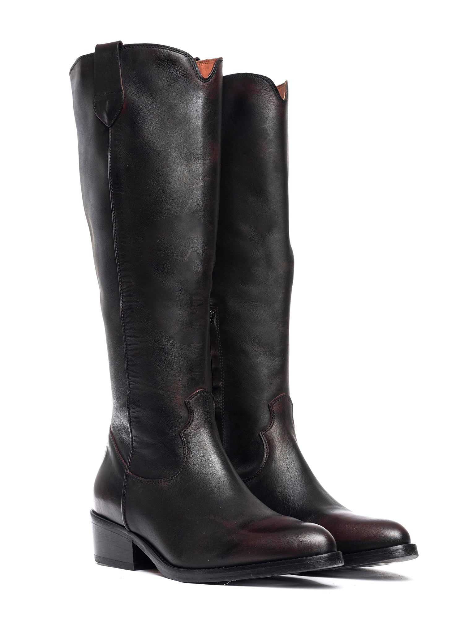 Stivali texani in vitello asport bordeaux 2836
