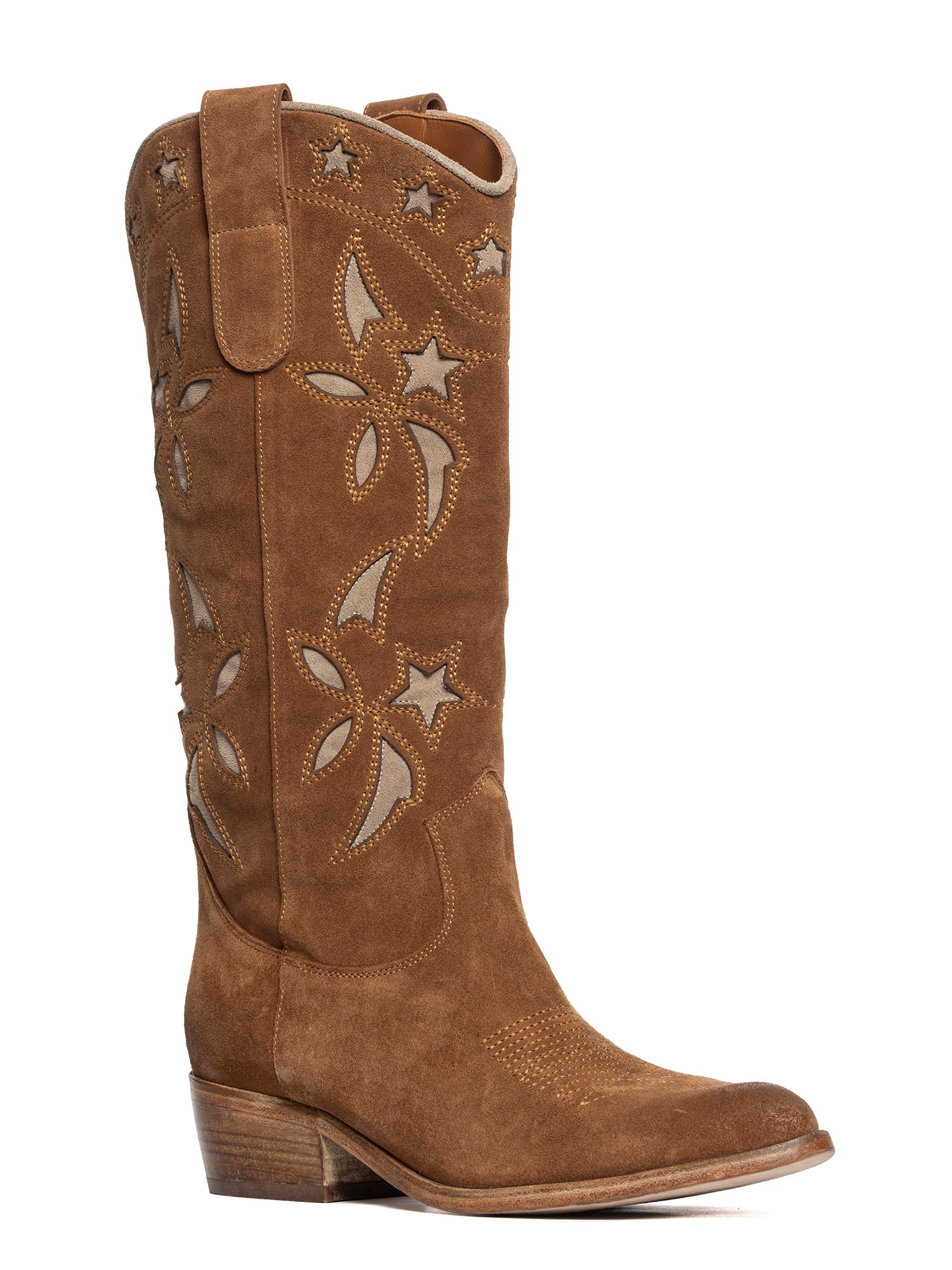 Stivali texani in camoscio whiskey 2924