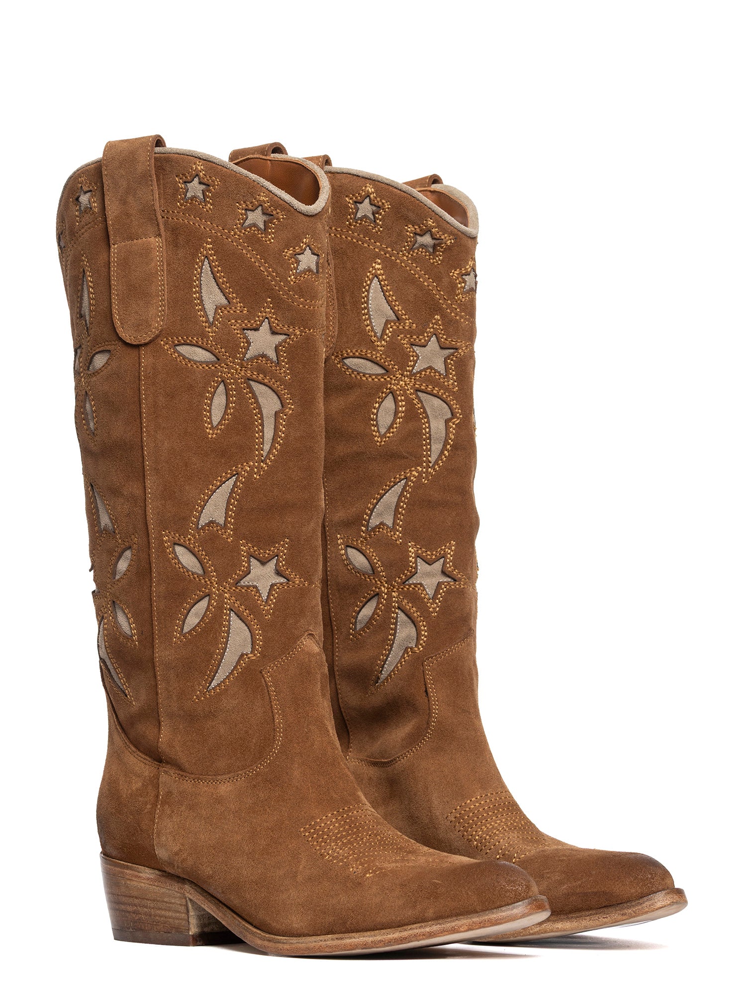 Stivali texani in camoscio whiskey 2924