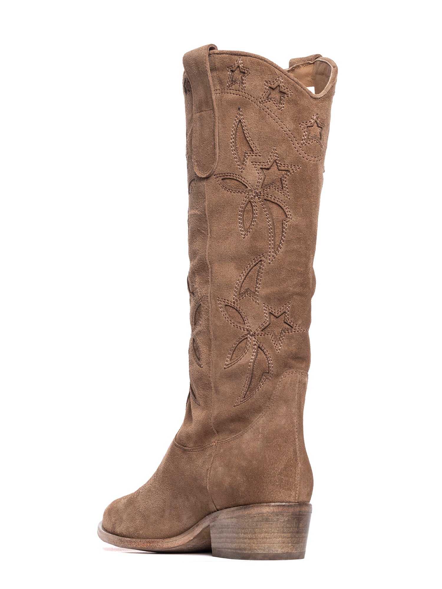 Stivali texani in camoscio cappuccino 2924