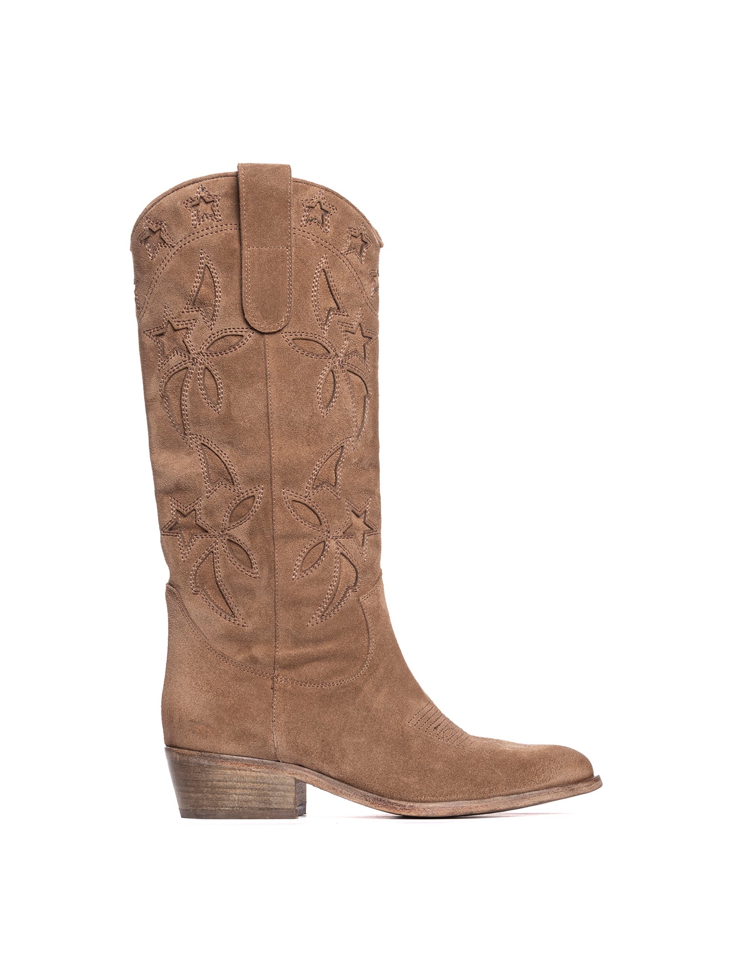 Stivali texani in camoscio cappuccino 2924