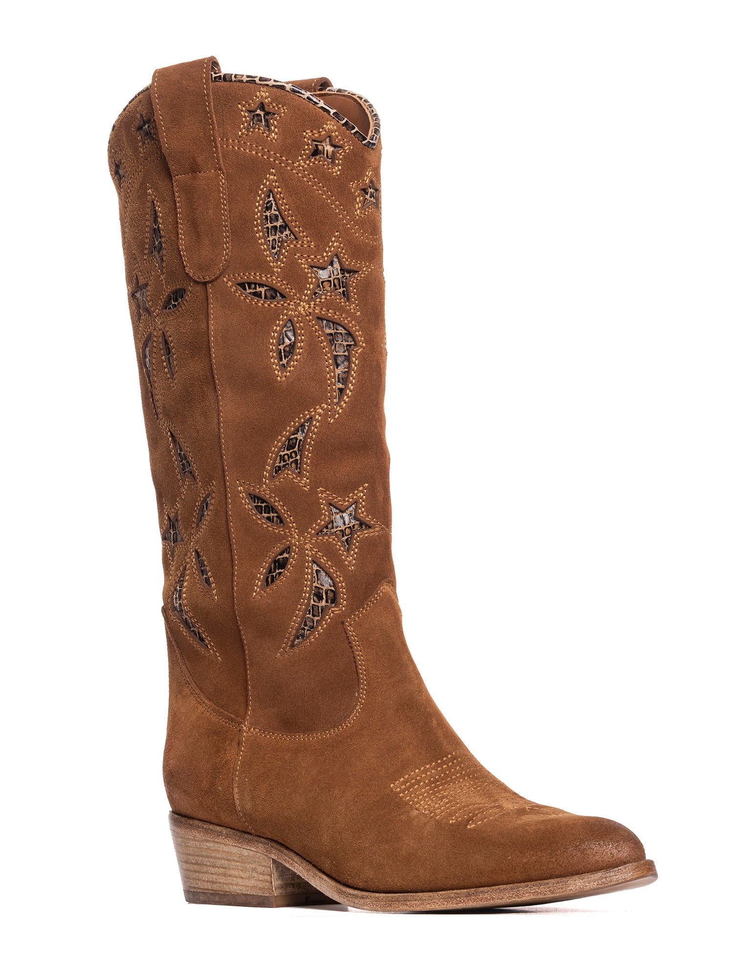 Whiskey Snake Suede Texan Boots 2924