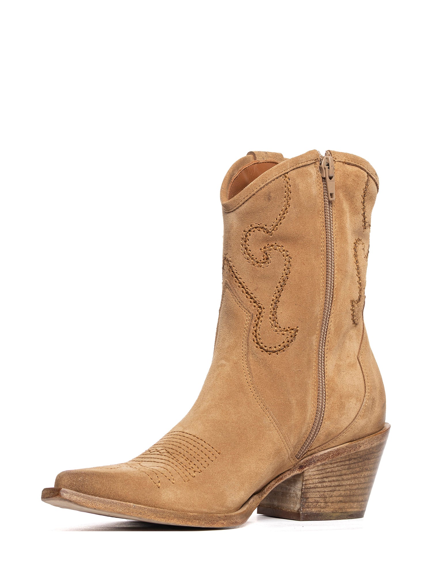 Tronchetti texani in camoscio cuoio 2934