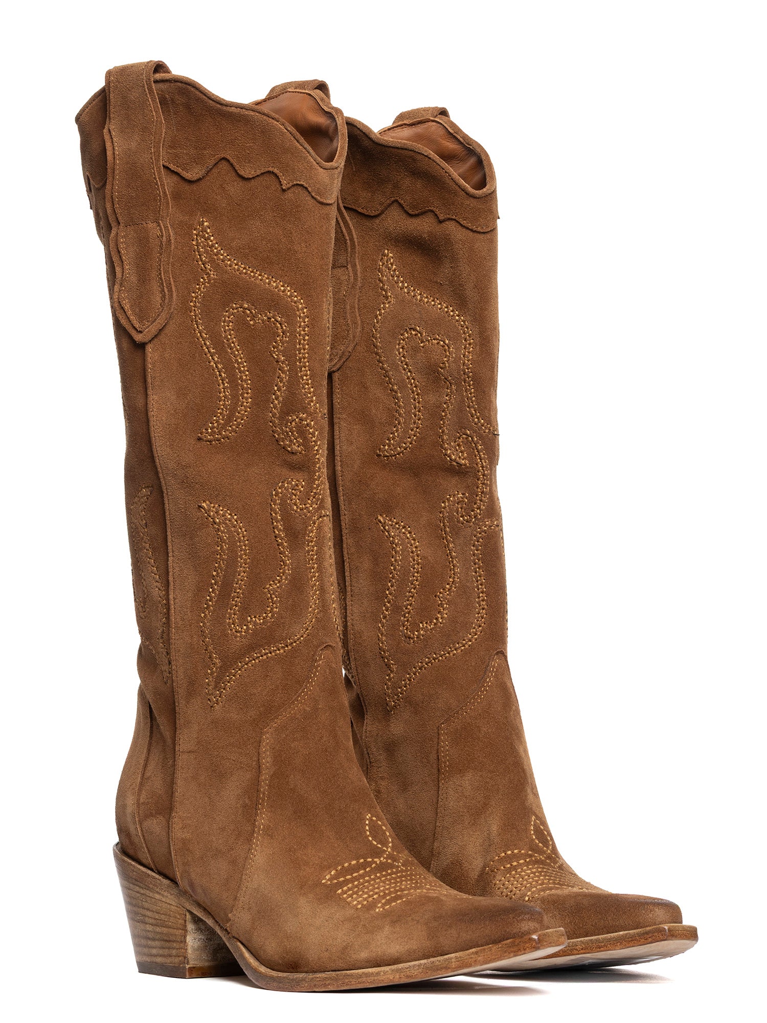 Stivali texani in camoscio whiskey 2936