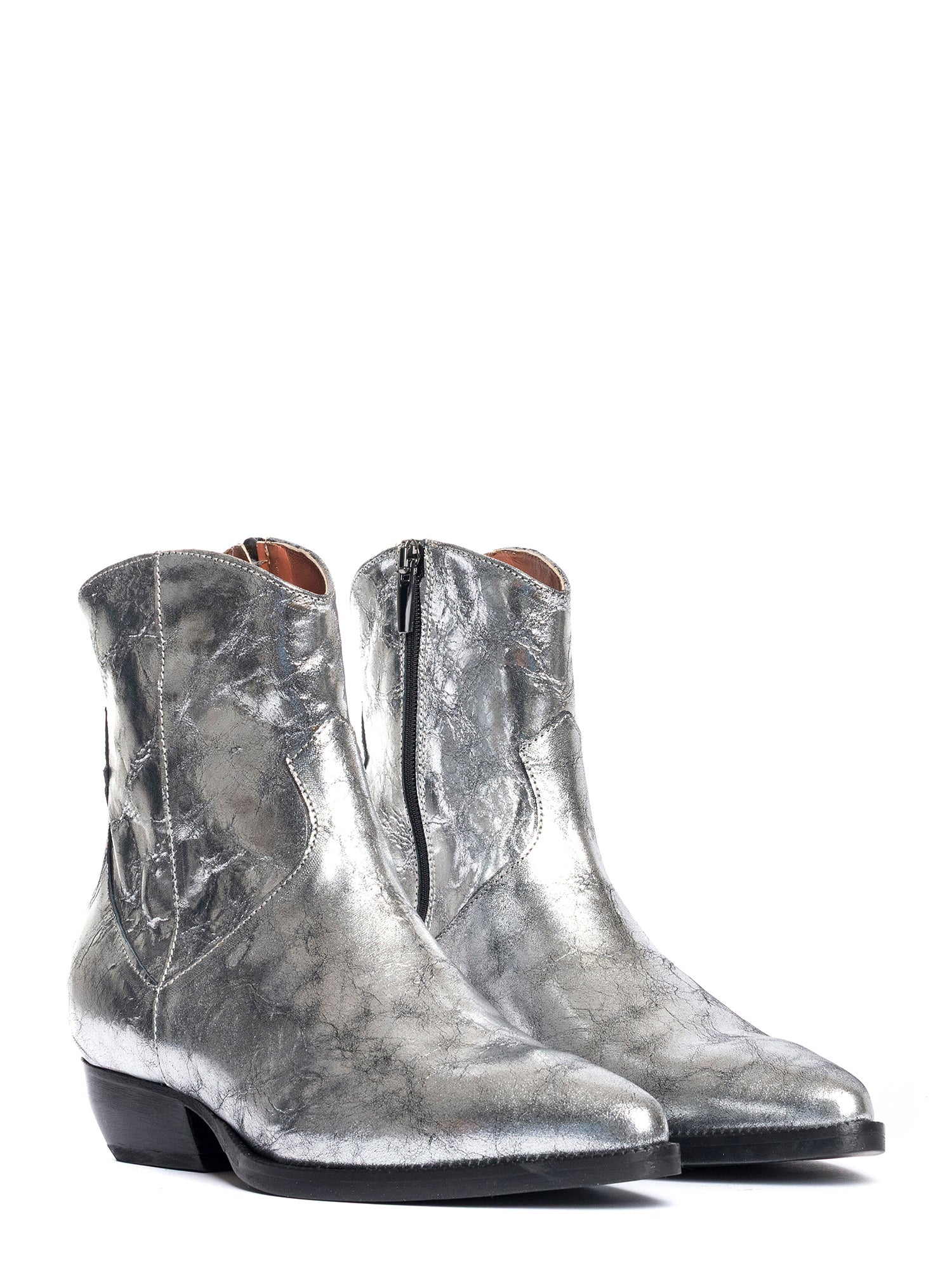 Tronchetti texani in laminato argento 2848